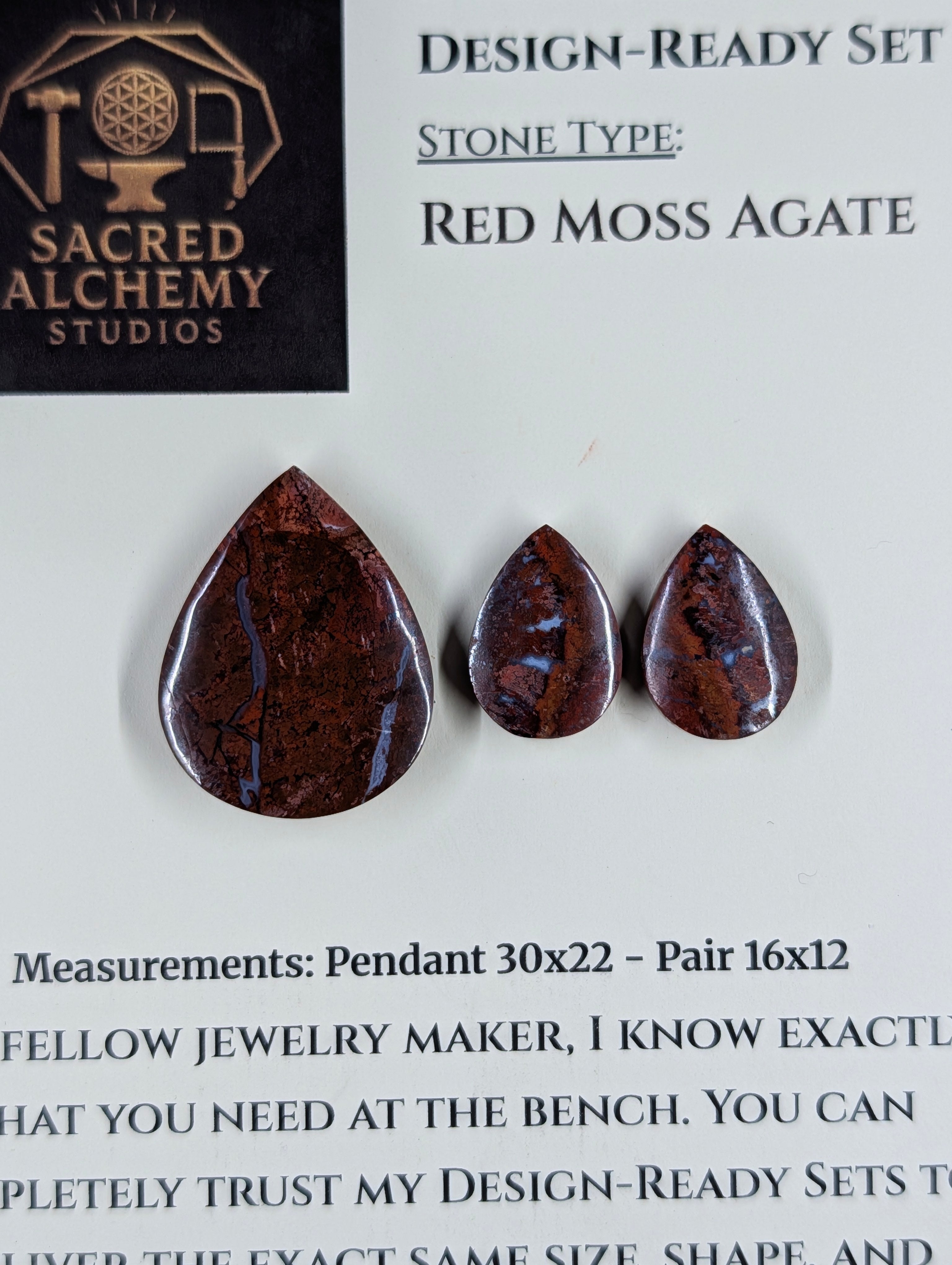 Tear Shape - Red Moss Agate - Design-Ready Sets