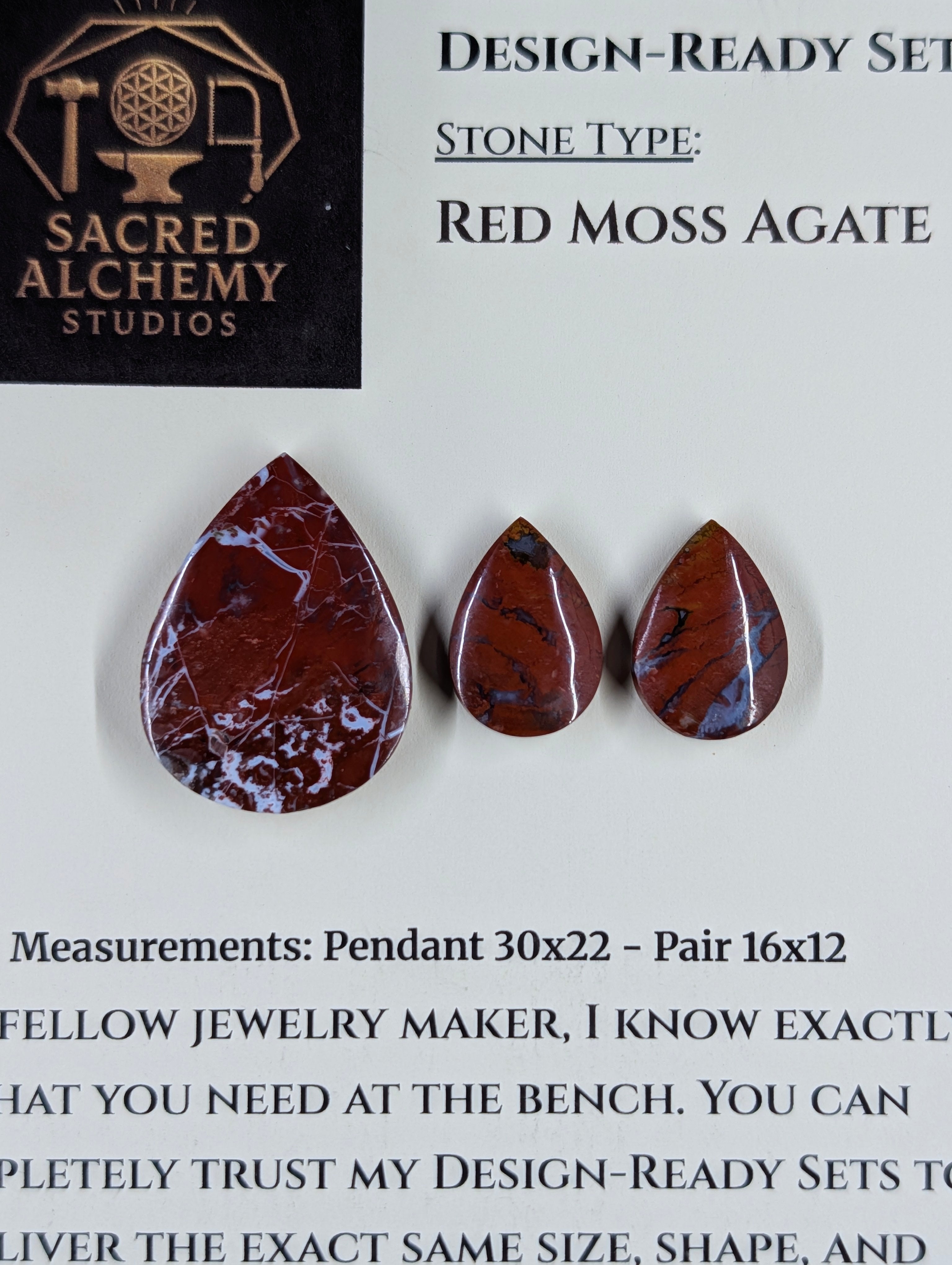 Tear Shape - Red Moss Agate - Design-Ready Sets