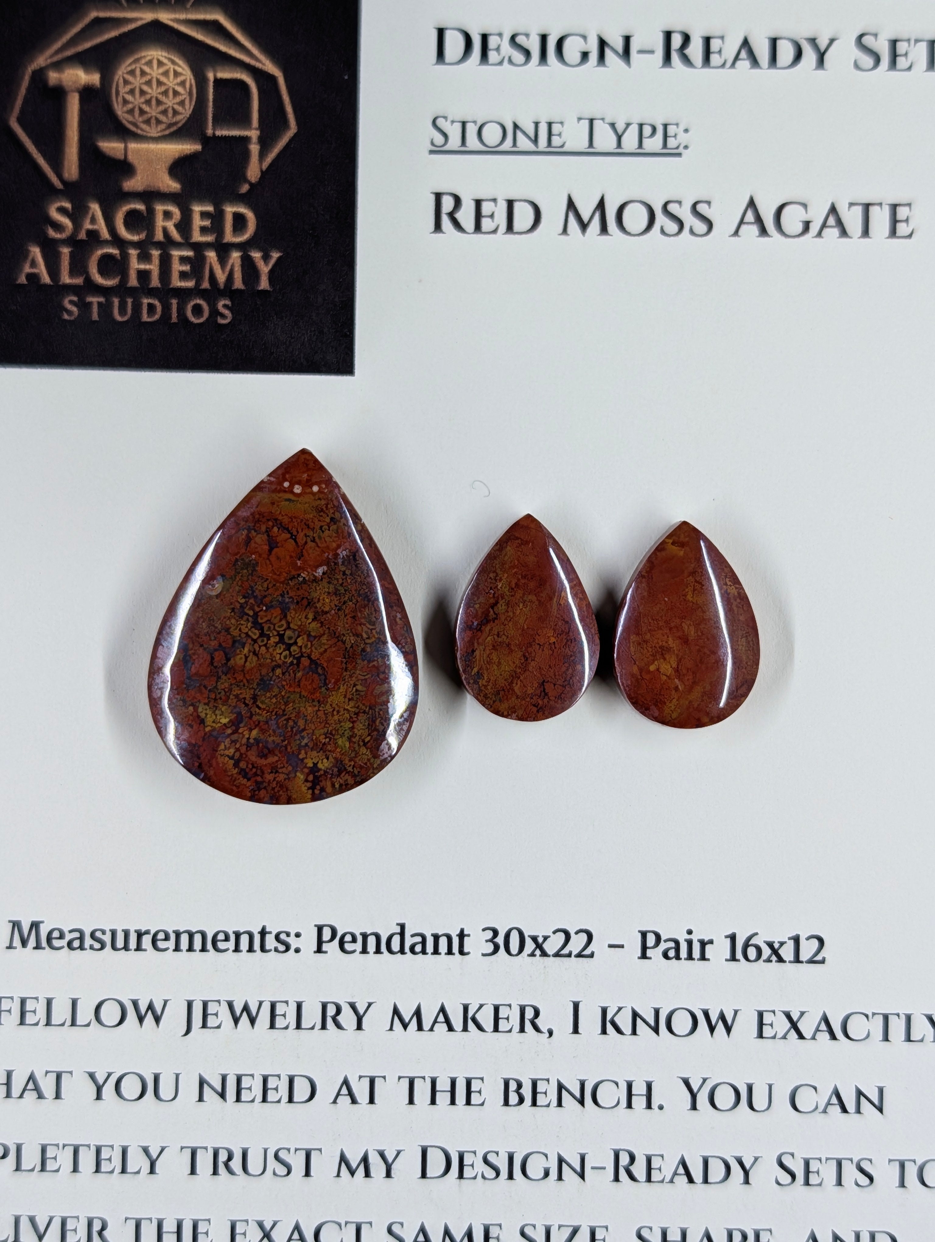 Tear Shape - Red Moss Agate - Design-Ready Sets