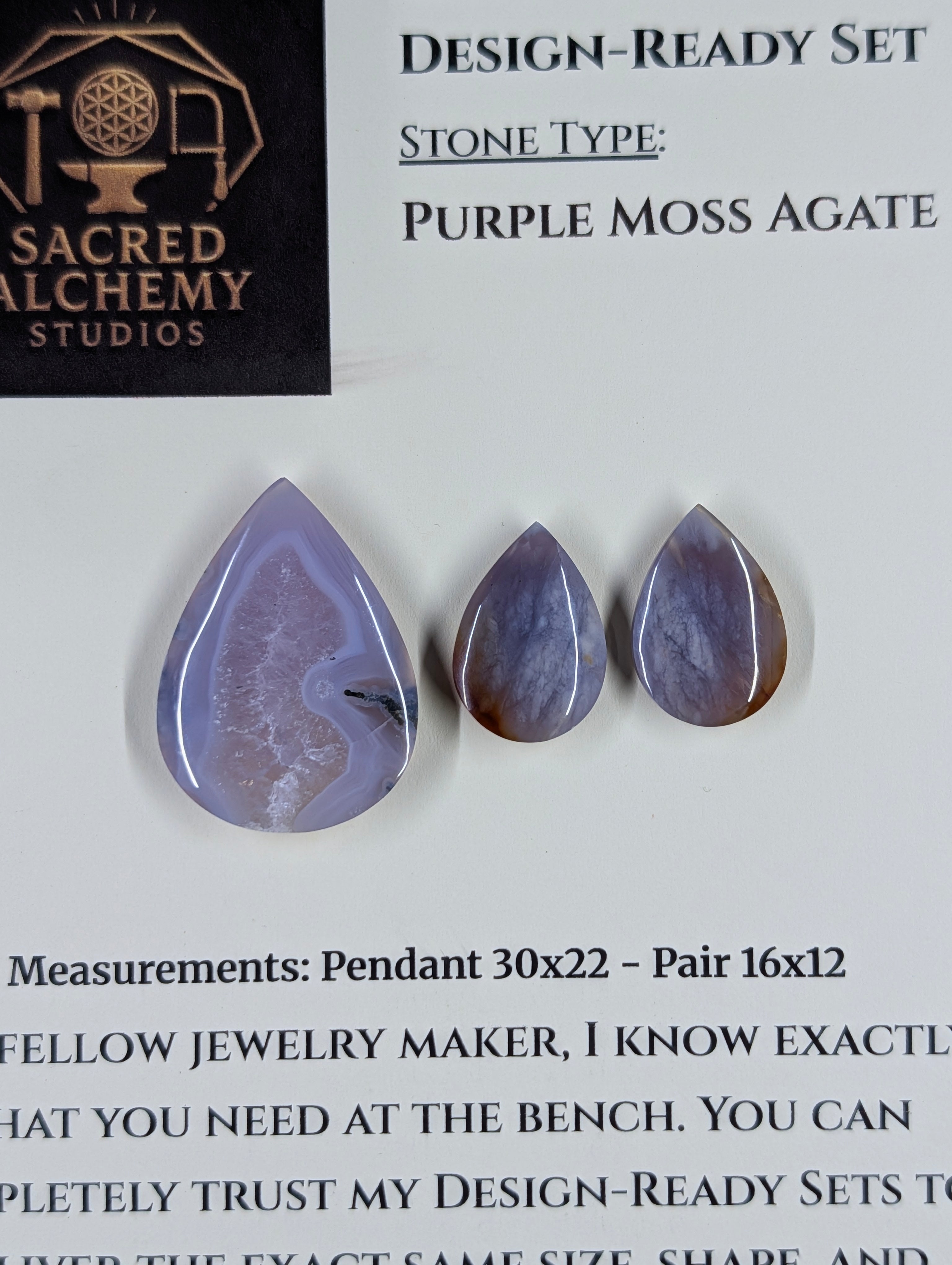 Tear Shape - Purple Moss Agate - Design-Ready Set