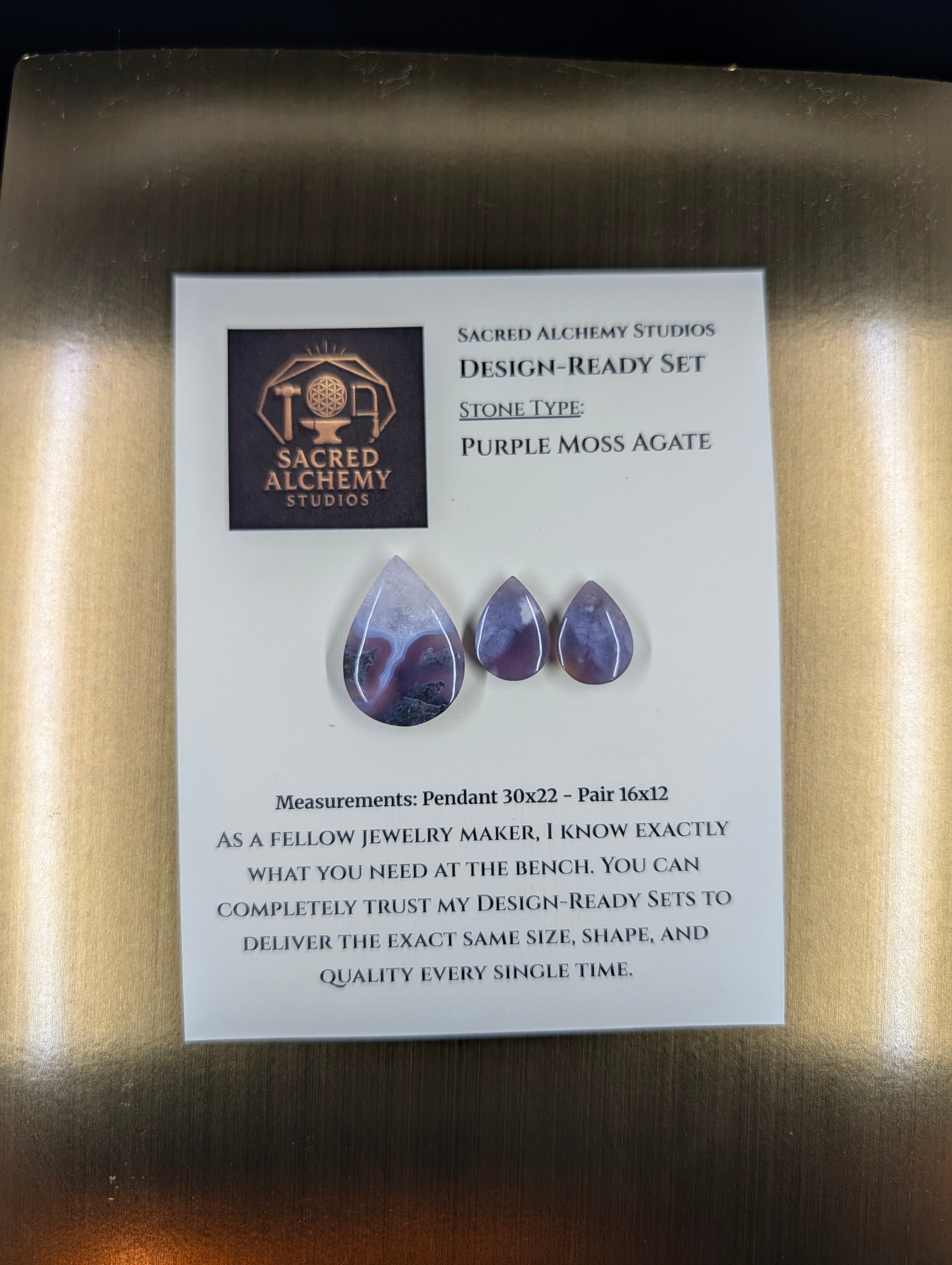 Tear Shape - Purple Moss Agate - Design-Ready Set