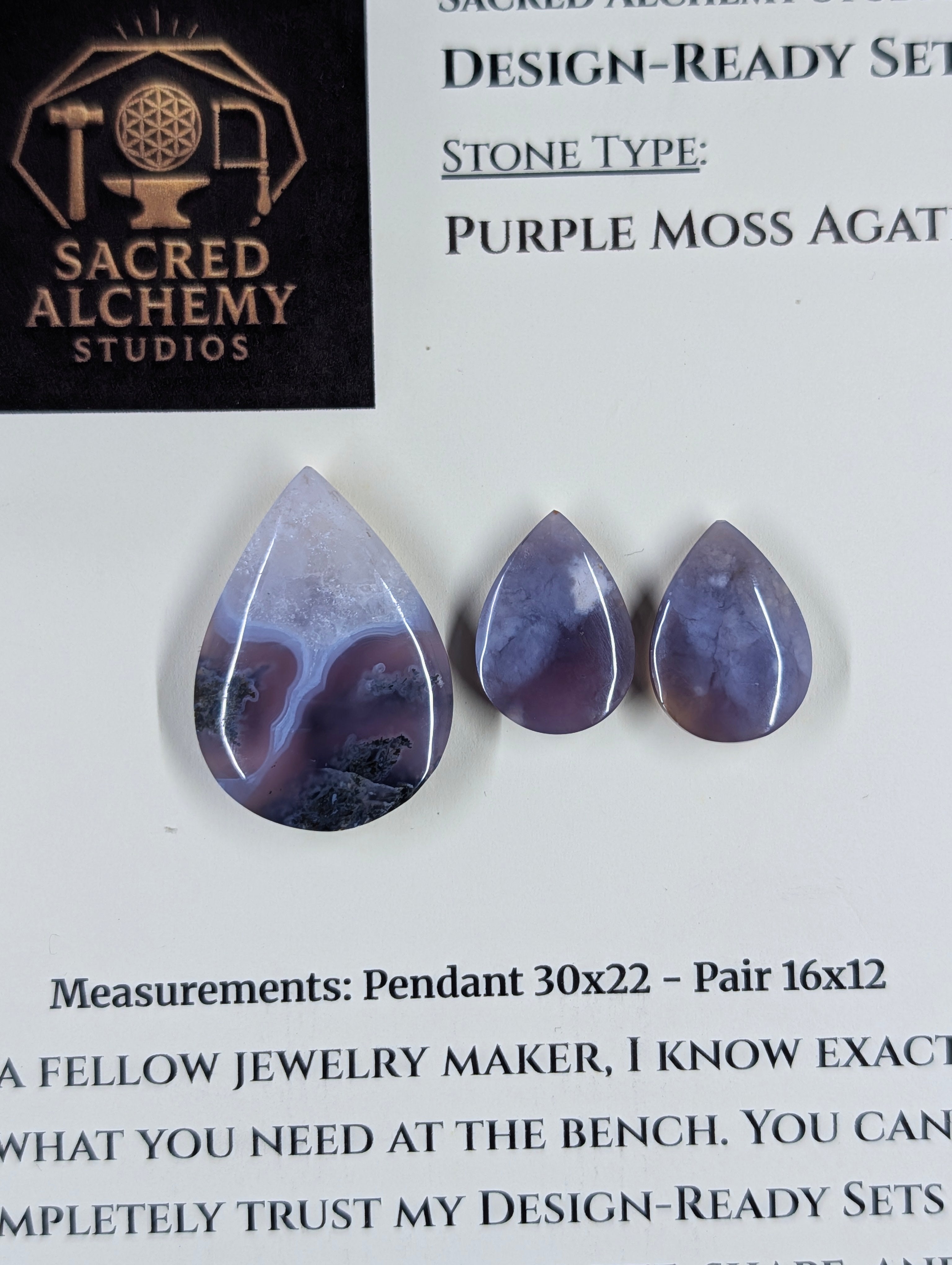 Tear Shape - Purple Moss Agate - Design-Ready Set