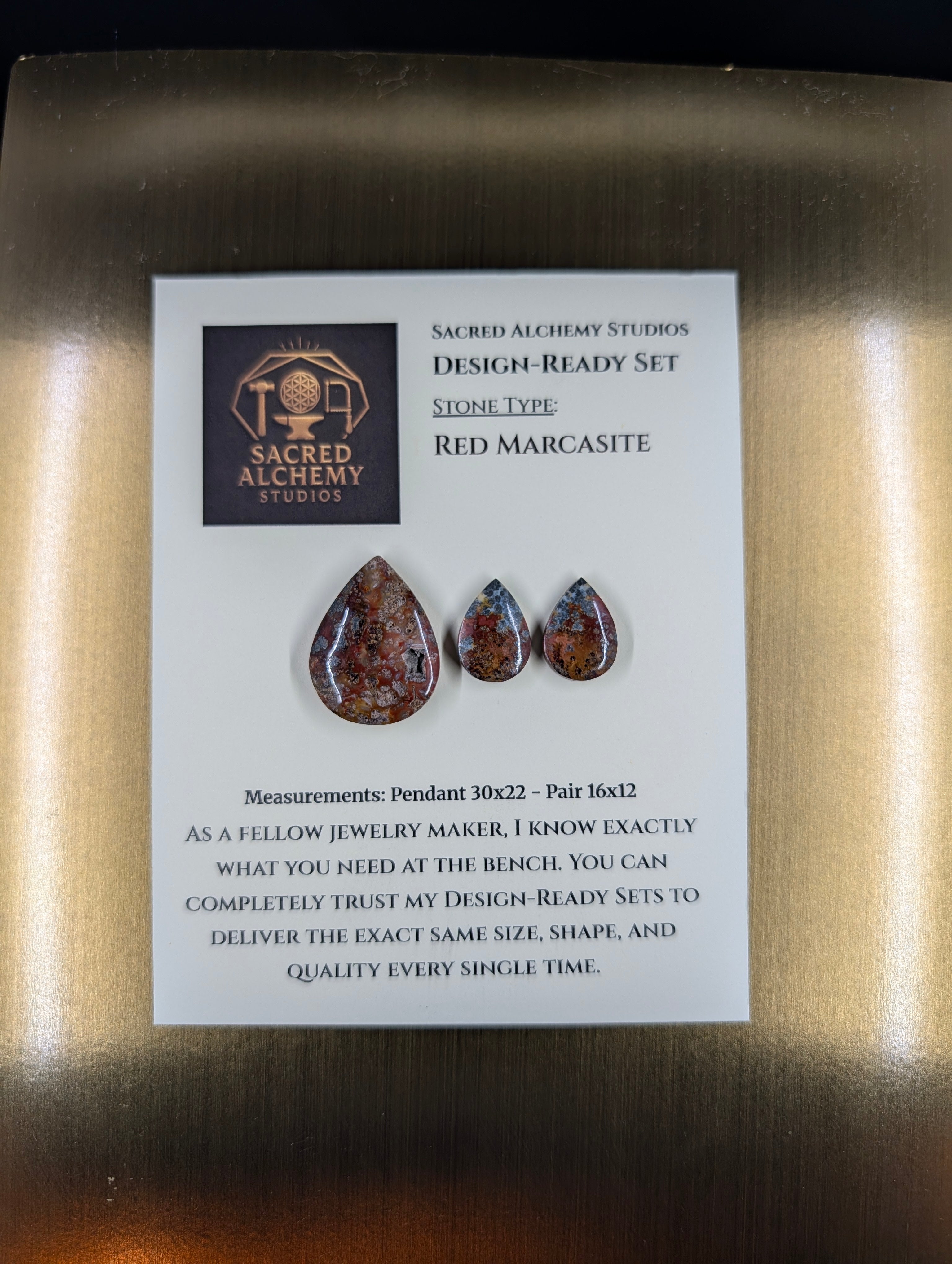 Tear Shape - Red Marcasite - Design-Ready Set