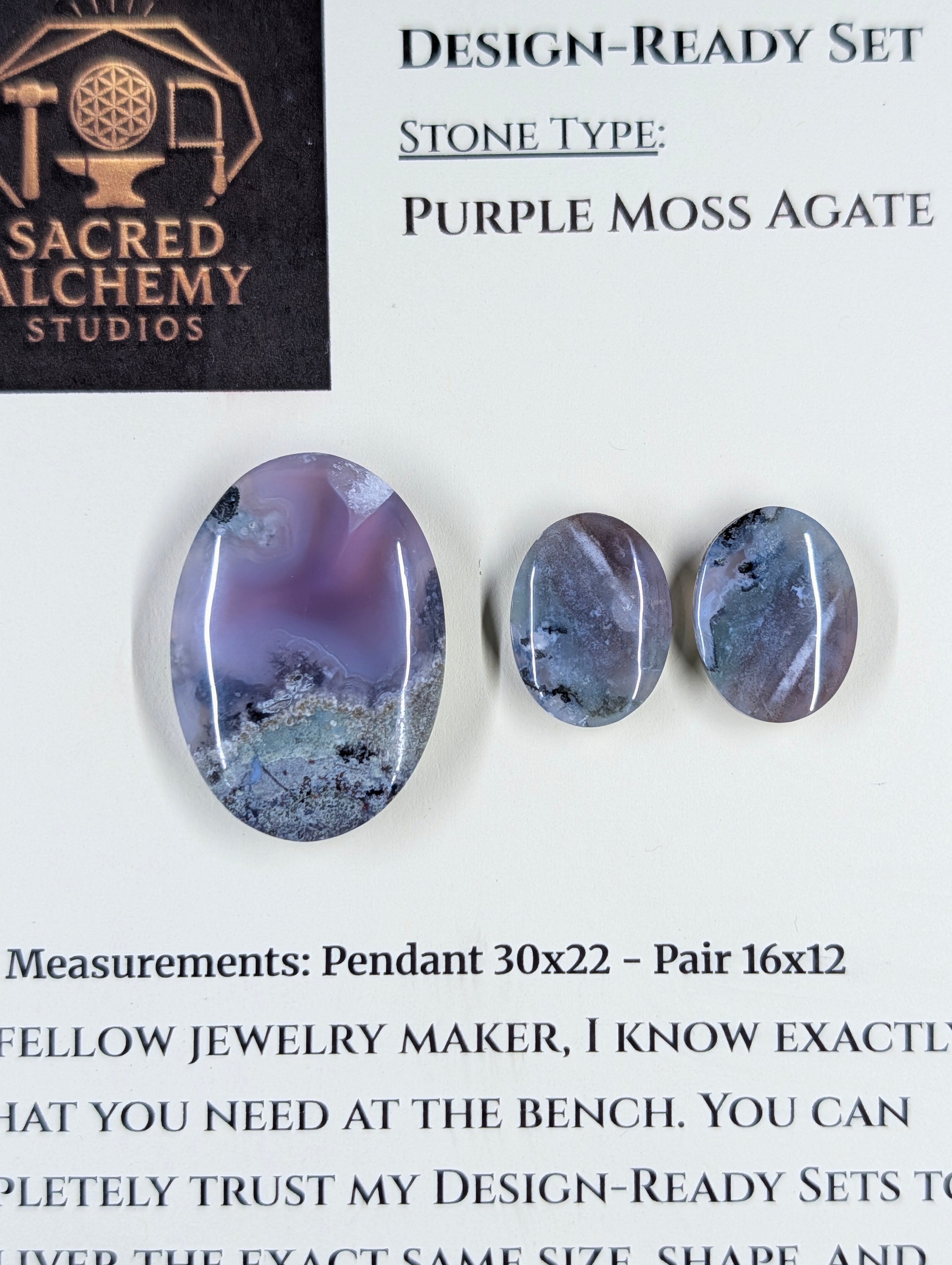 Oval Shape - Purple Moss Agate - Design-Ready Set