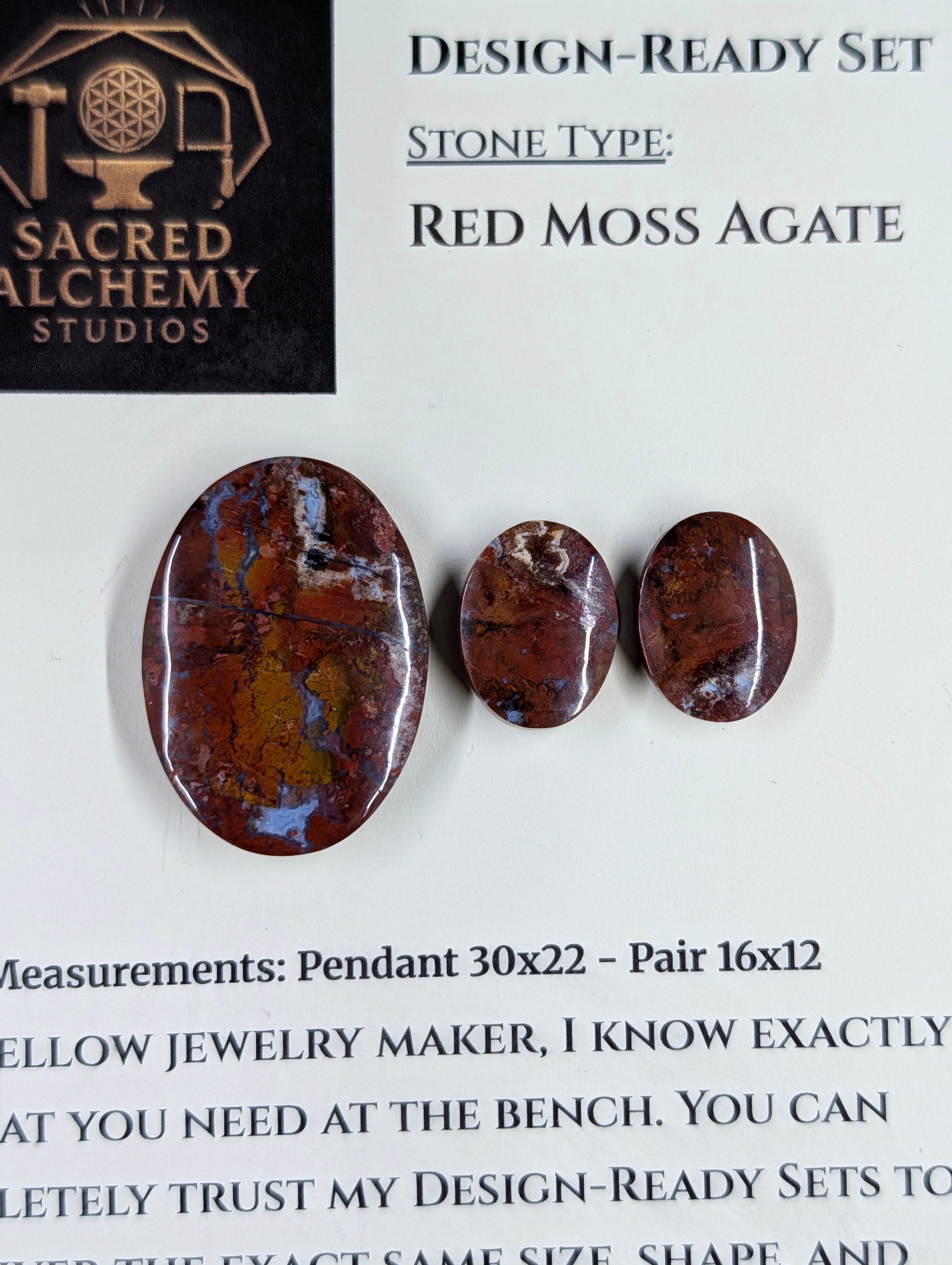 Oval Shape - Red Moss Agate - Design-Ready Sets