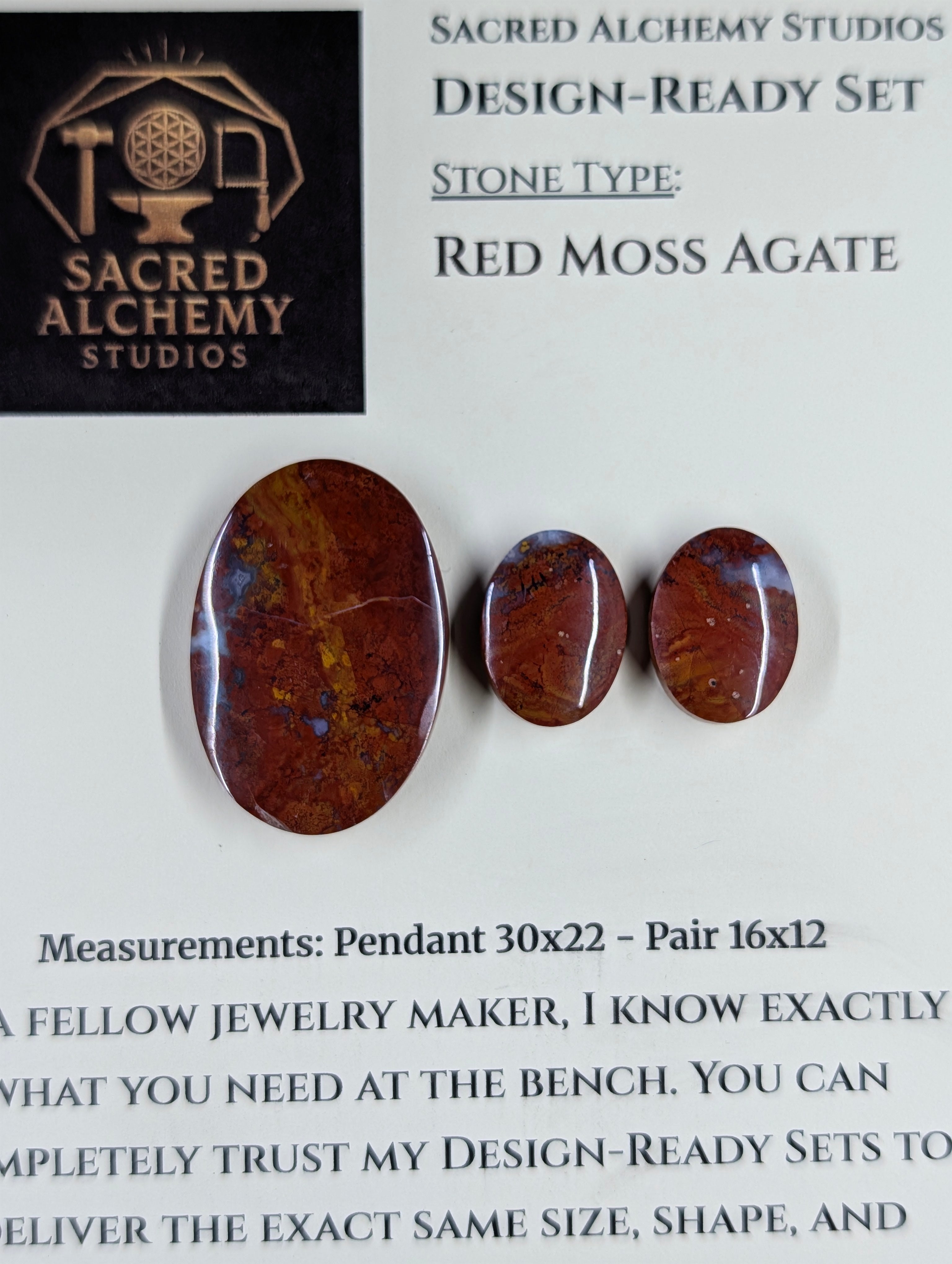Oval Shape - Red Moss Agate - Design-Ready Sets