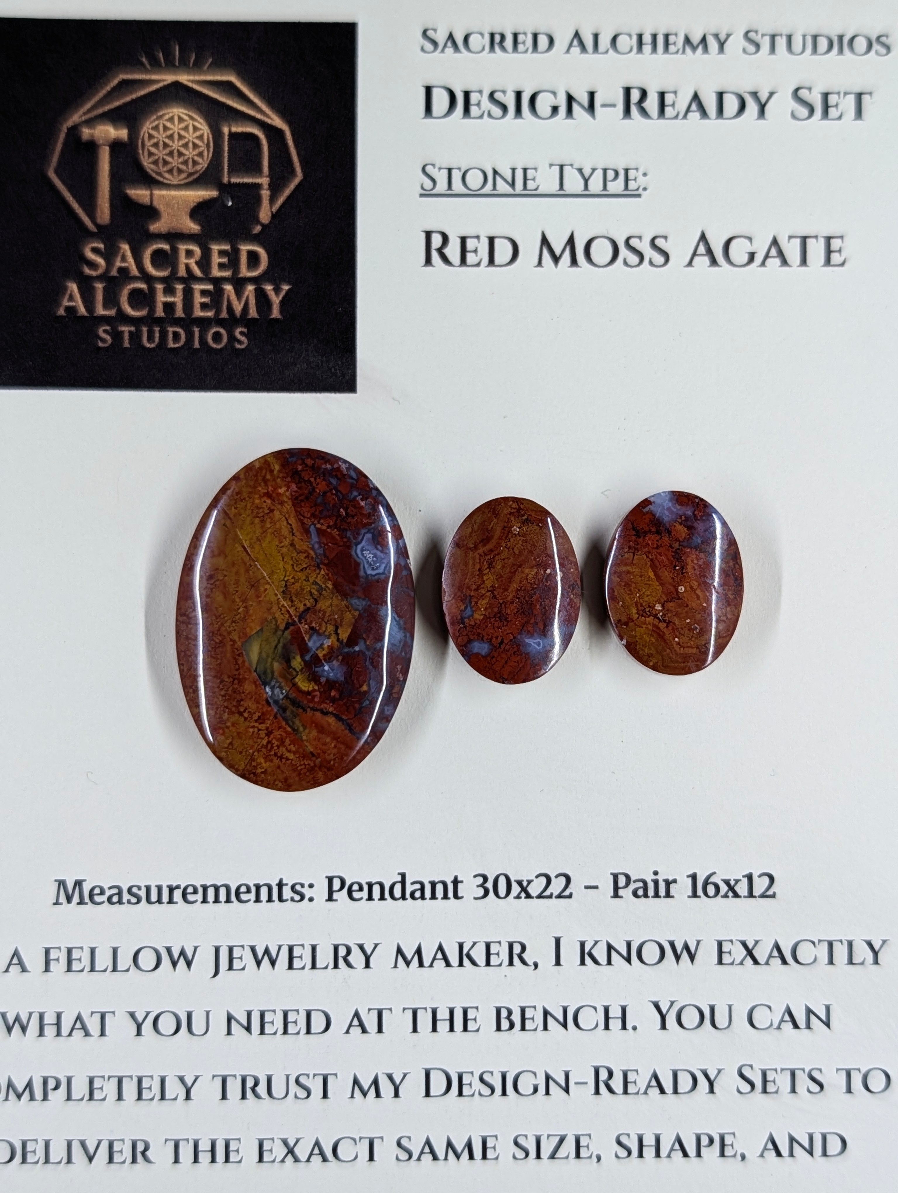 Oval Shape - Red Moss Agate - Design-Ready Sets