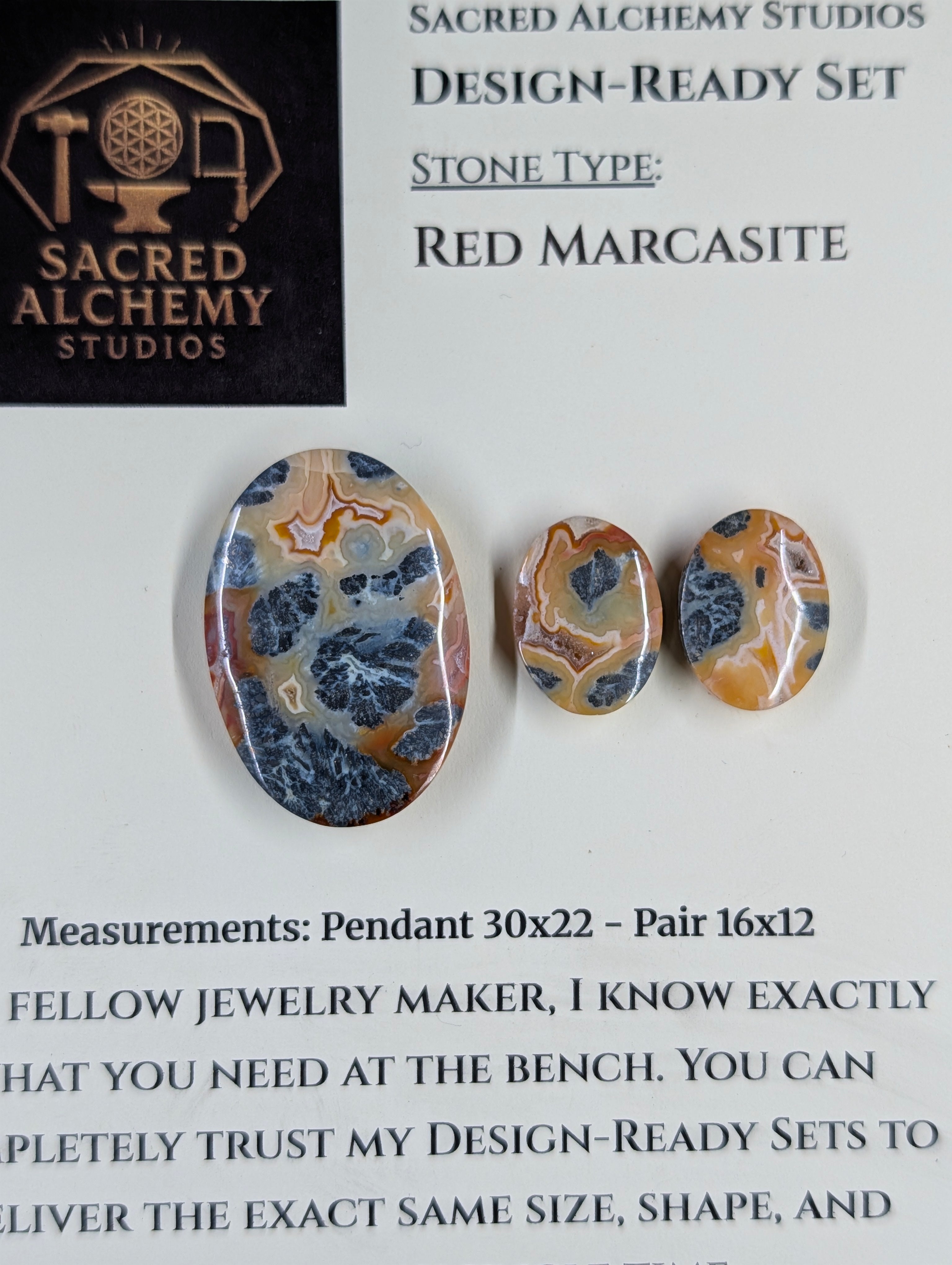 Oval Shape - Red Marcasite - Design-Ready Set