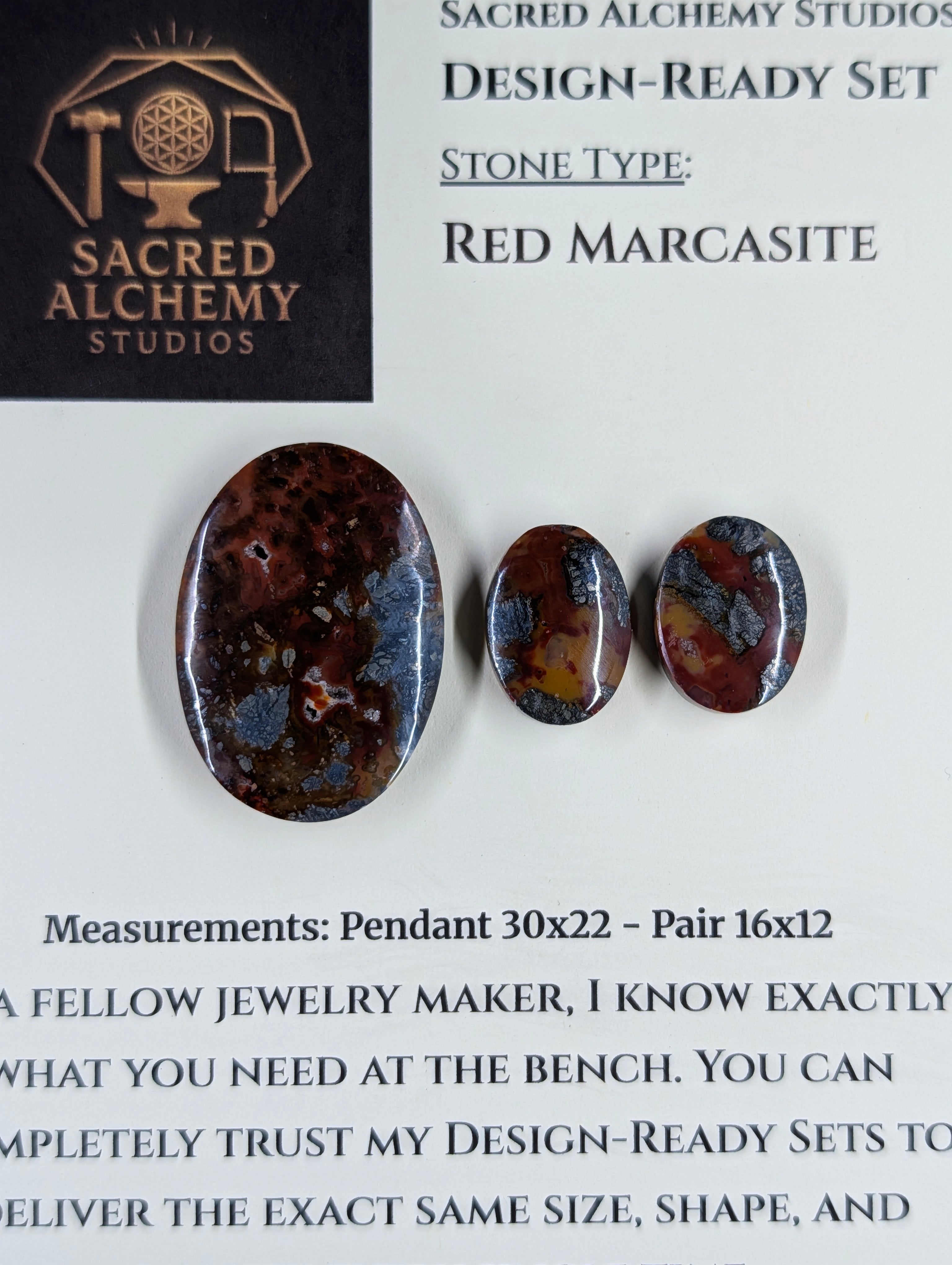 Oval Shape - Red Marcasite - Design-Ready Set