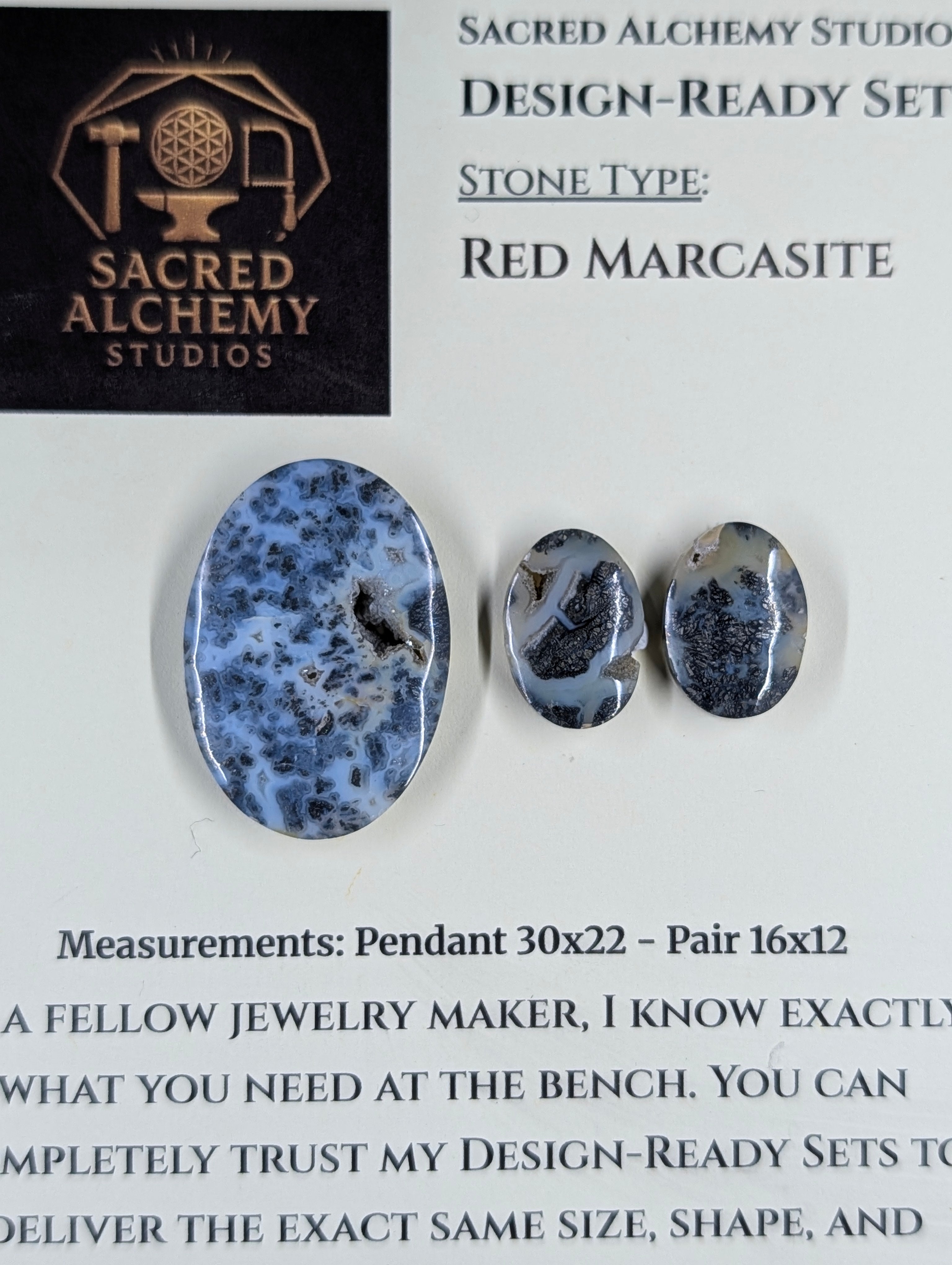 Oval Shape - Red Marcasite - Design-Ready Set