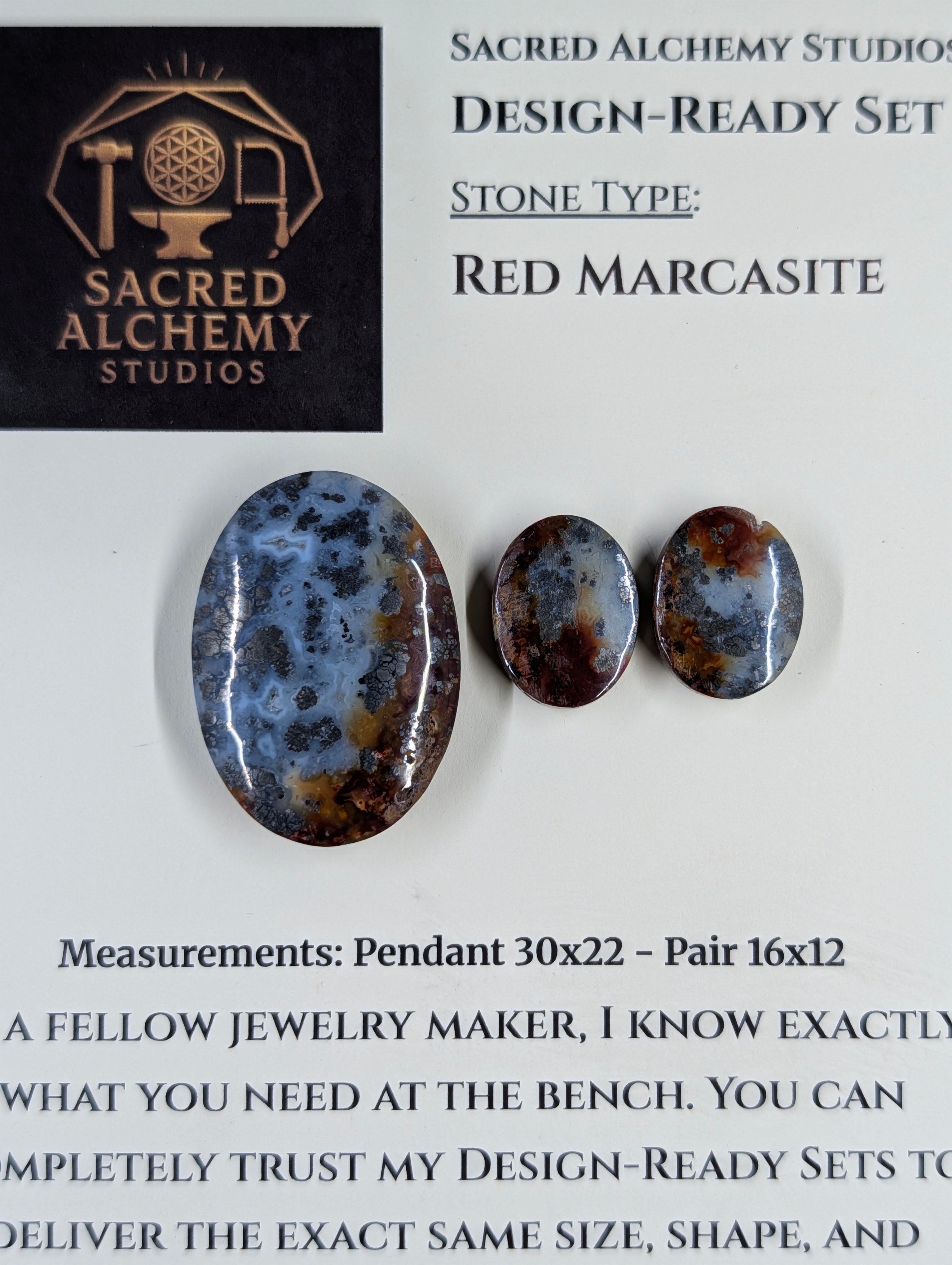 Oval Shape - Red Marcasite - Design-Ready Set