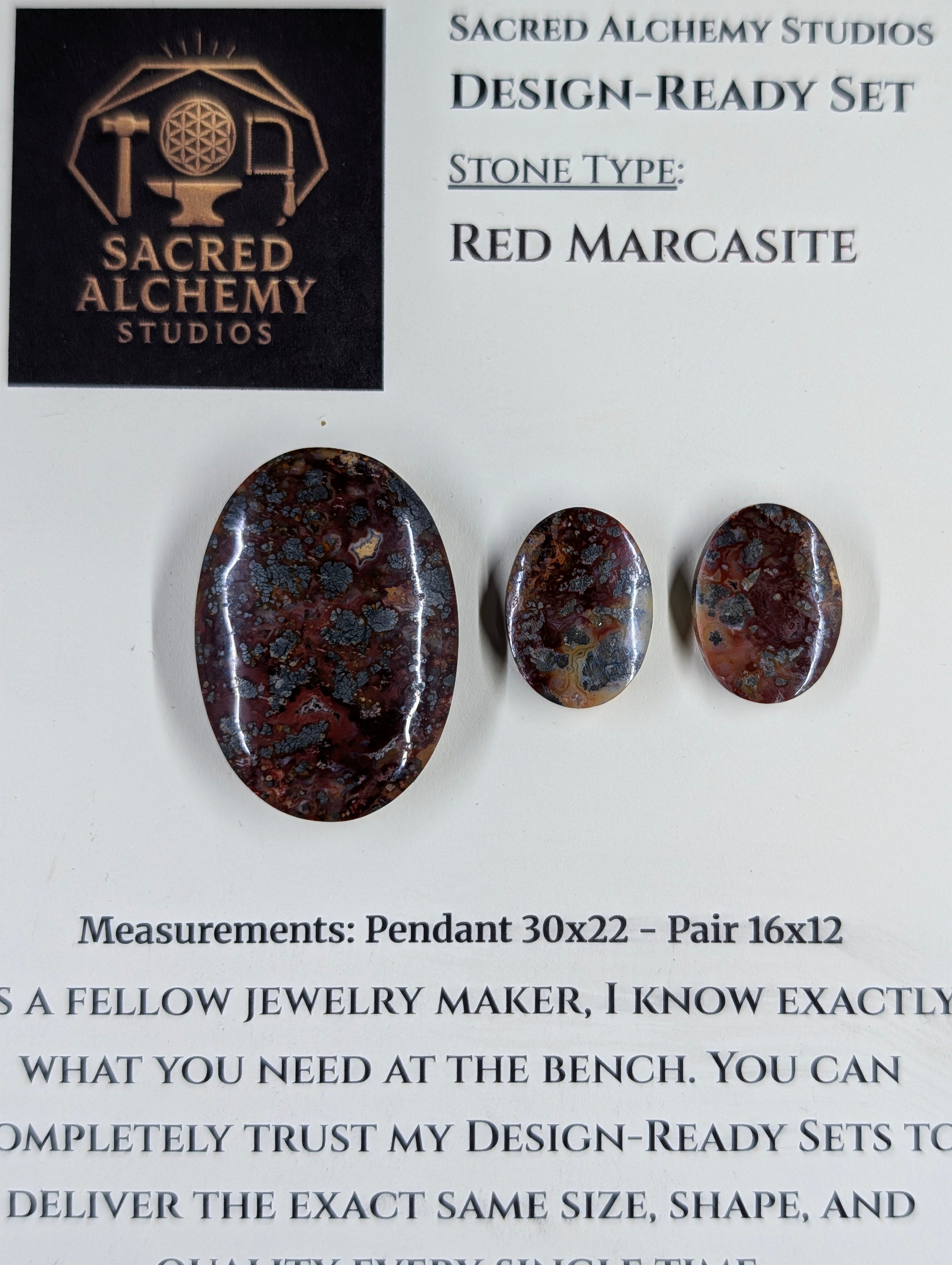 Oval Shape - Red Marcasite - Design-Ready Set