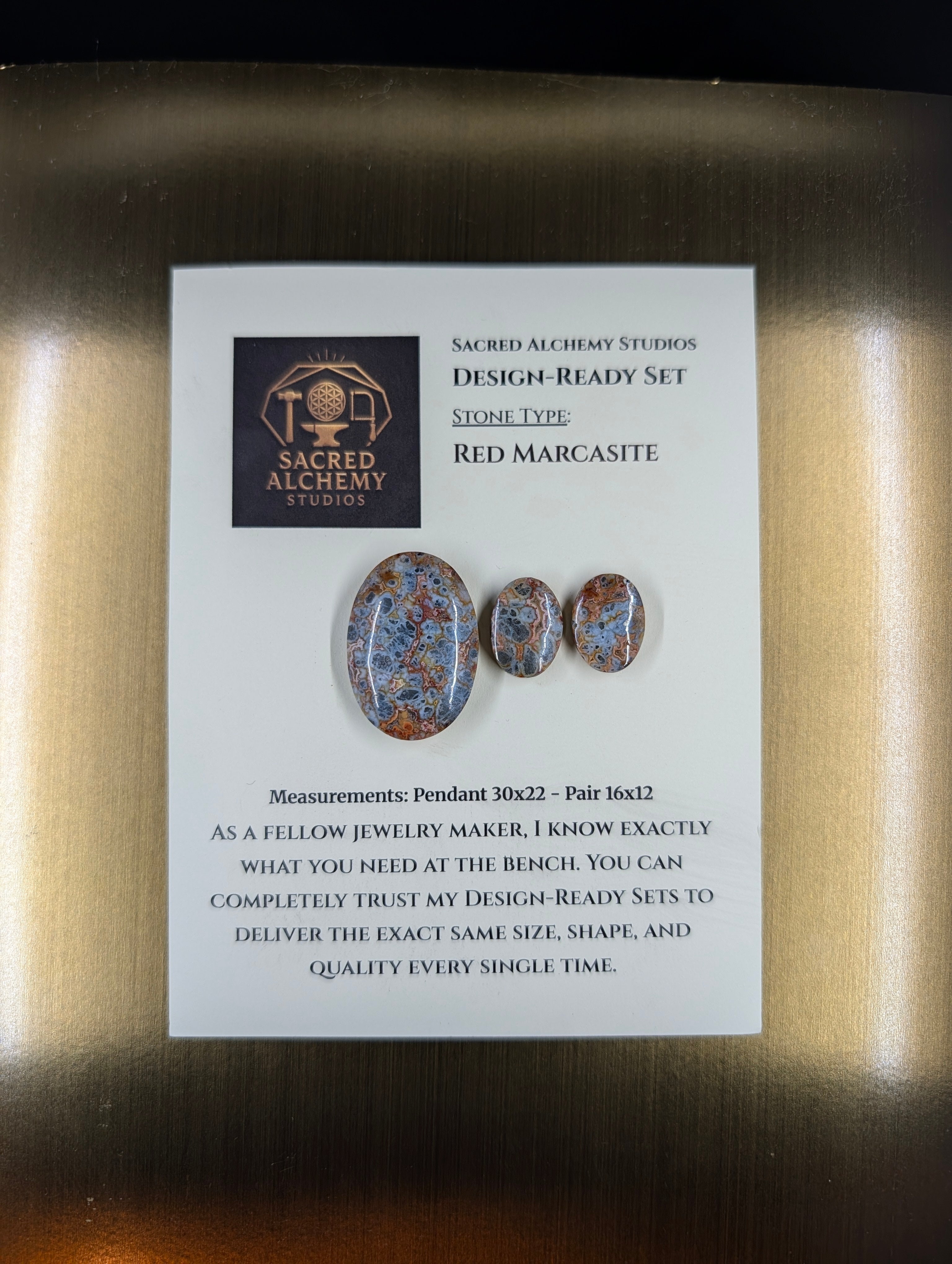 Oval Shape - Red Marcasite - Design-Ready Set