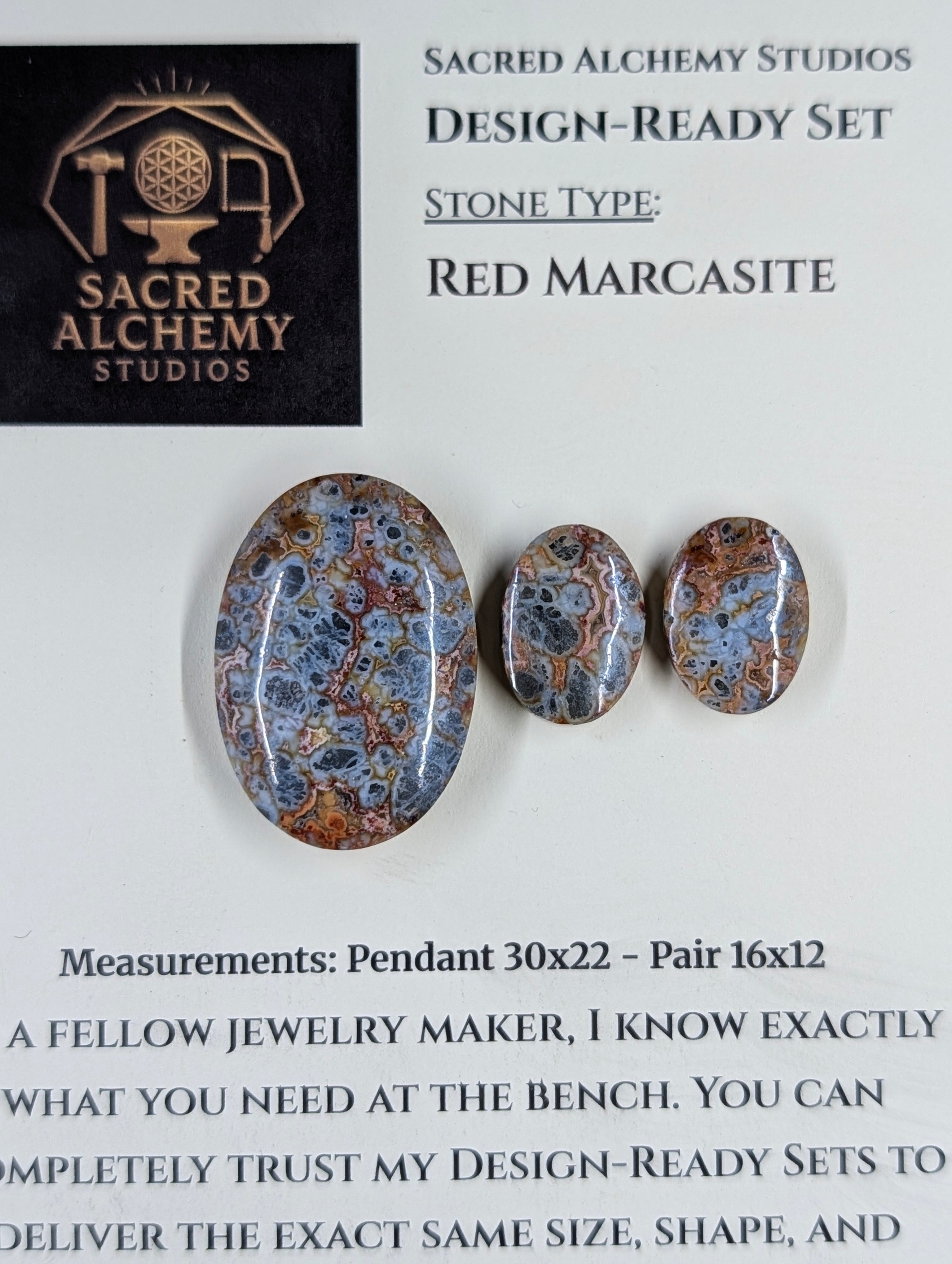 Oval Shape - Red Marcasite - Design-Ready Set
