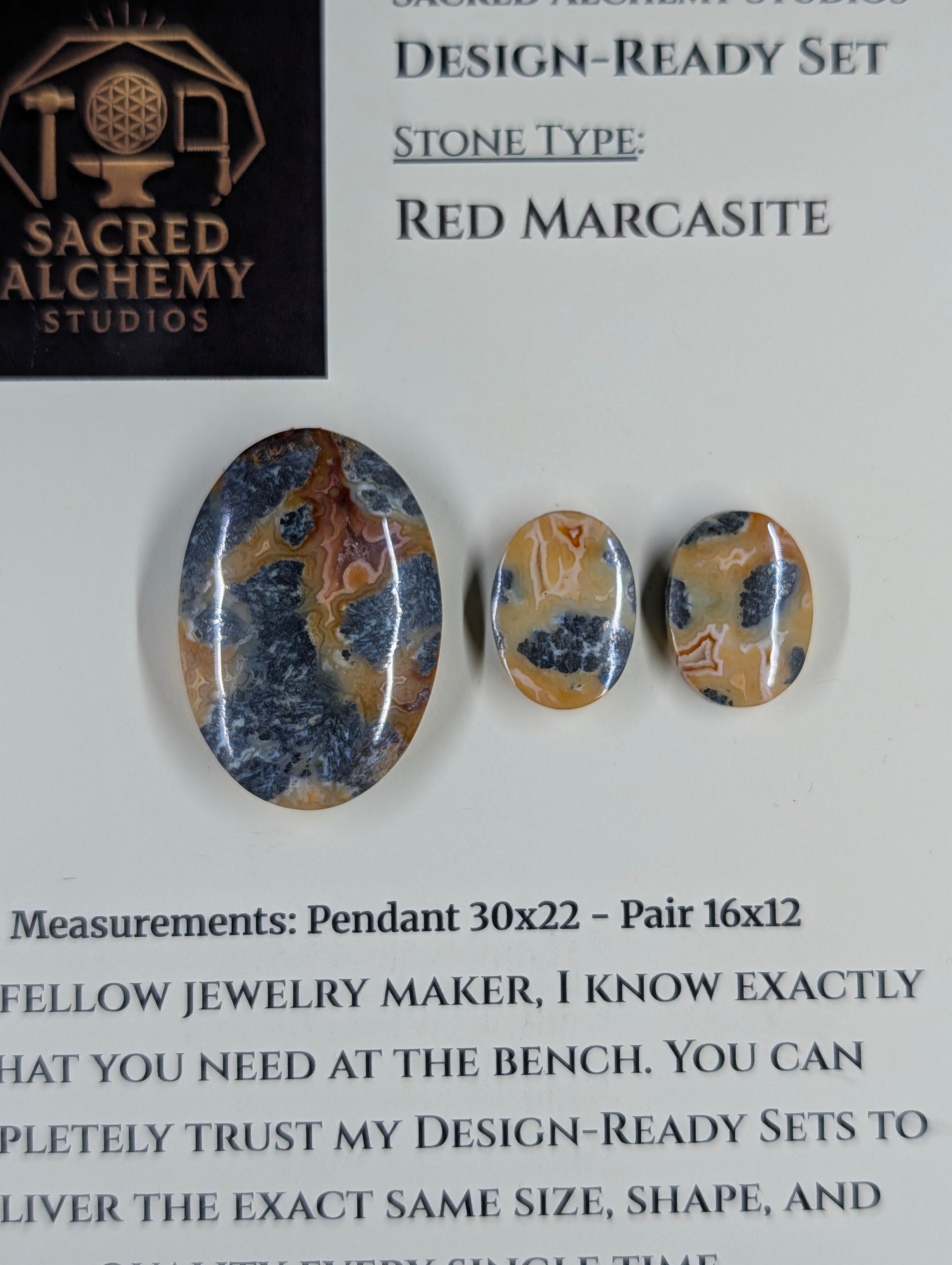Oval Shape - Red Marcasite - Design-Ready Set