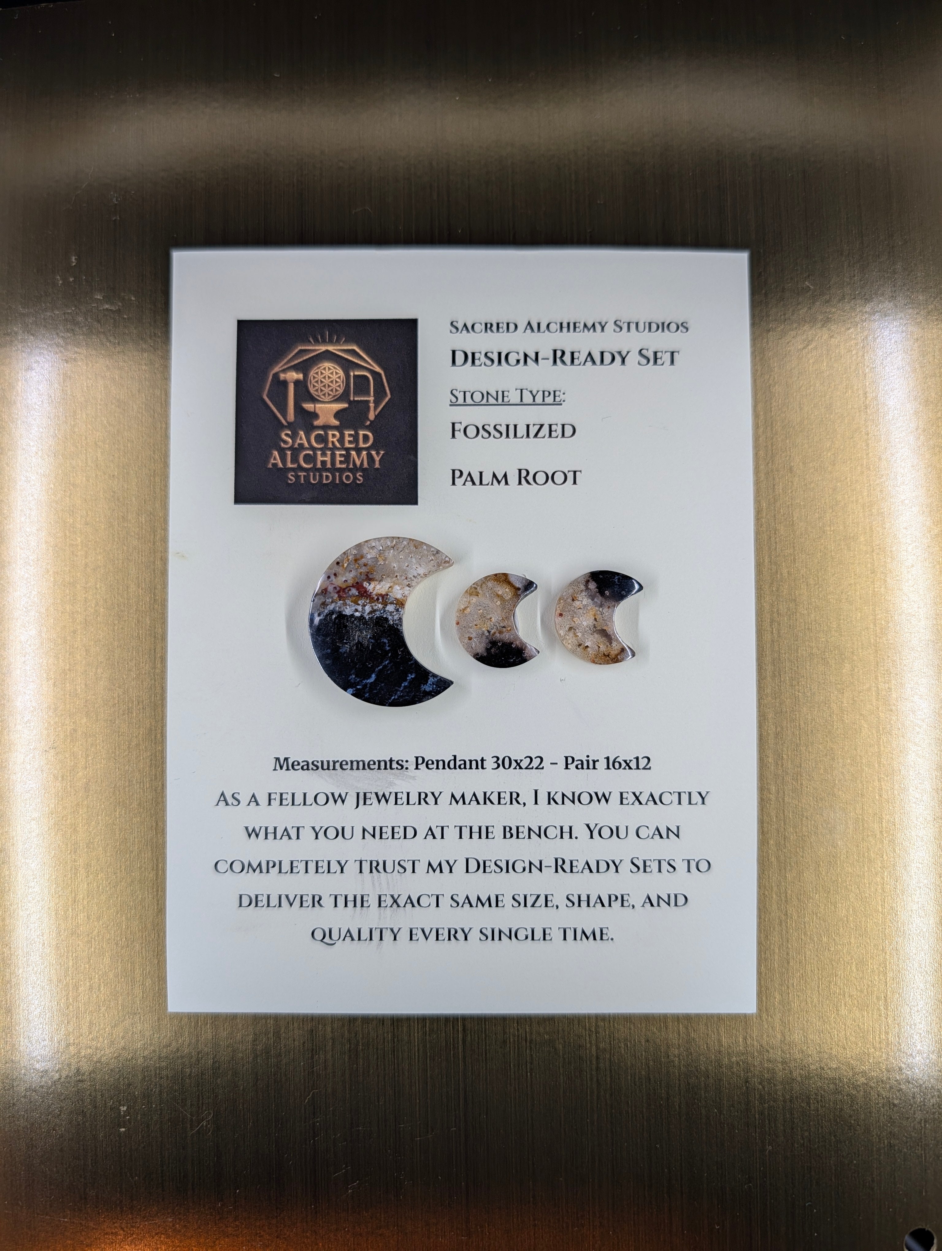 Crescent Moon - Fossilized Palm Root - Design-Ready Set