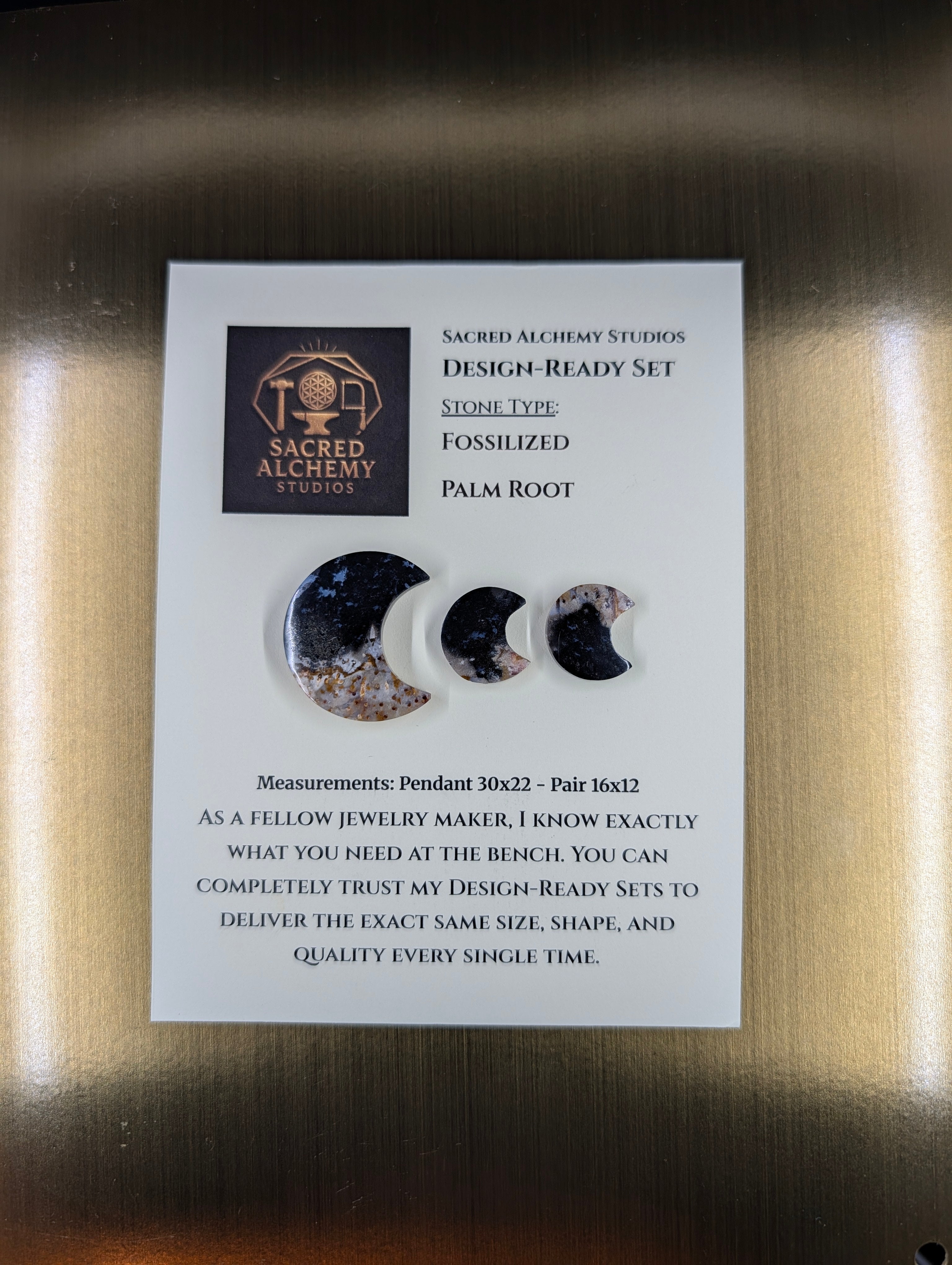 Crescent Moon - Fossilized Palm Root - Design-Ready Set
