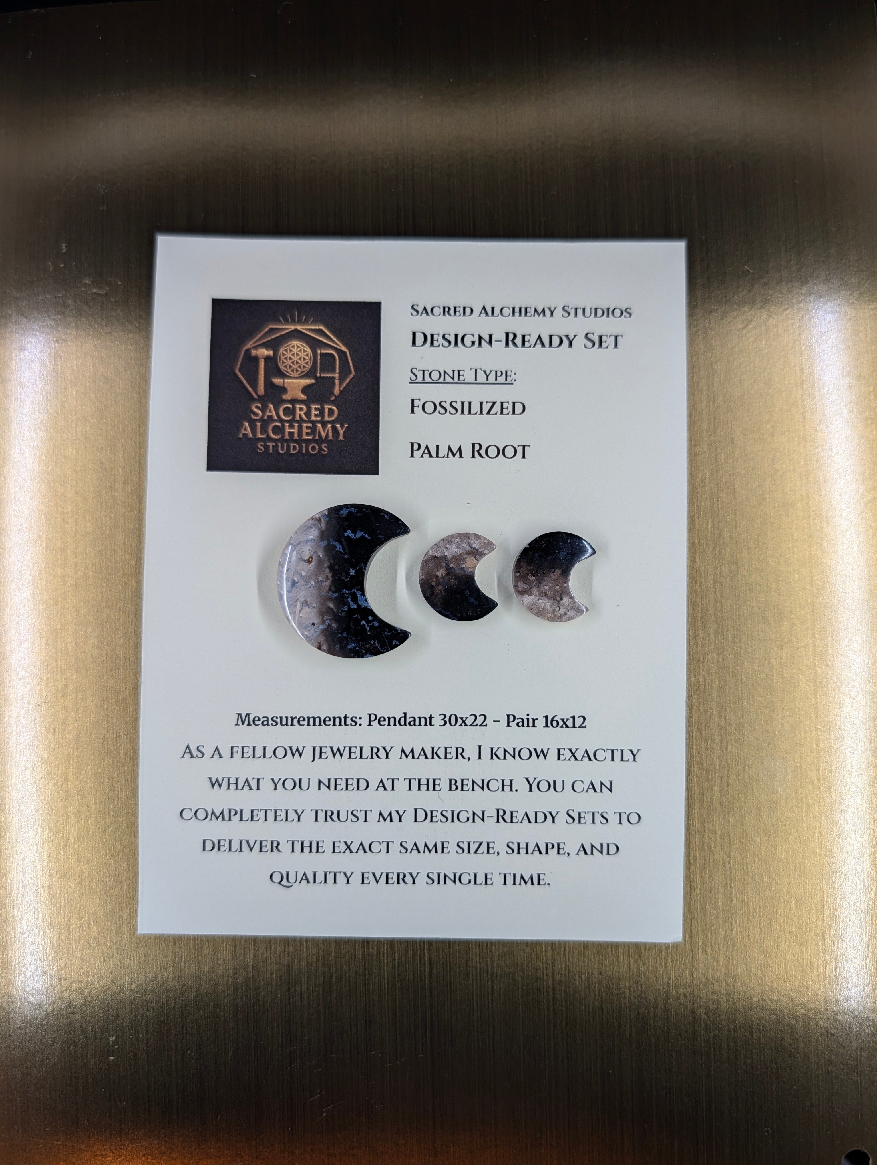 Crescent Moon - Fossilized Palm Root - Design-Ready Set