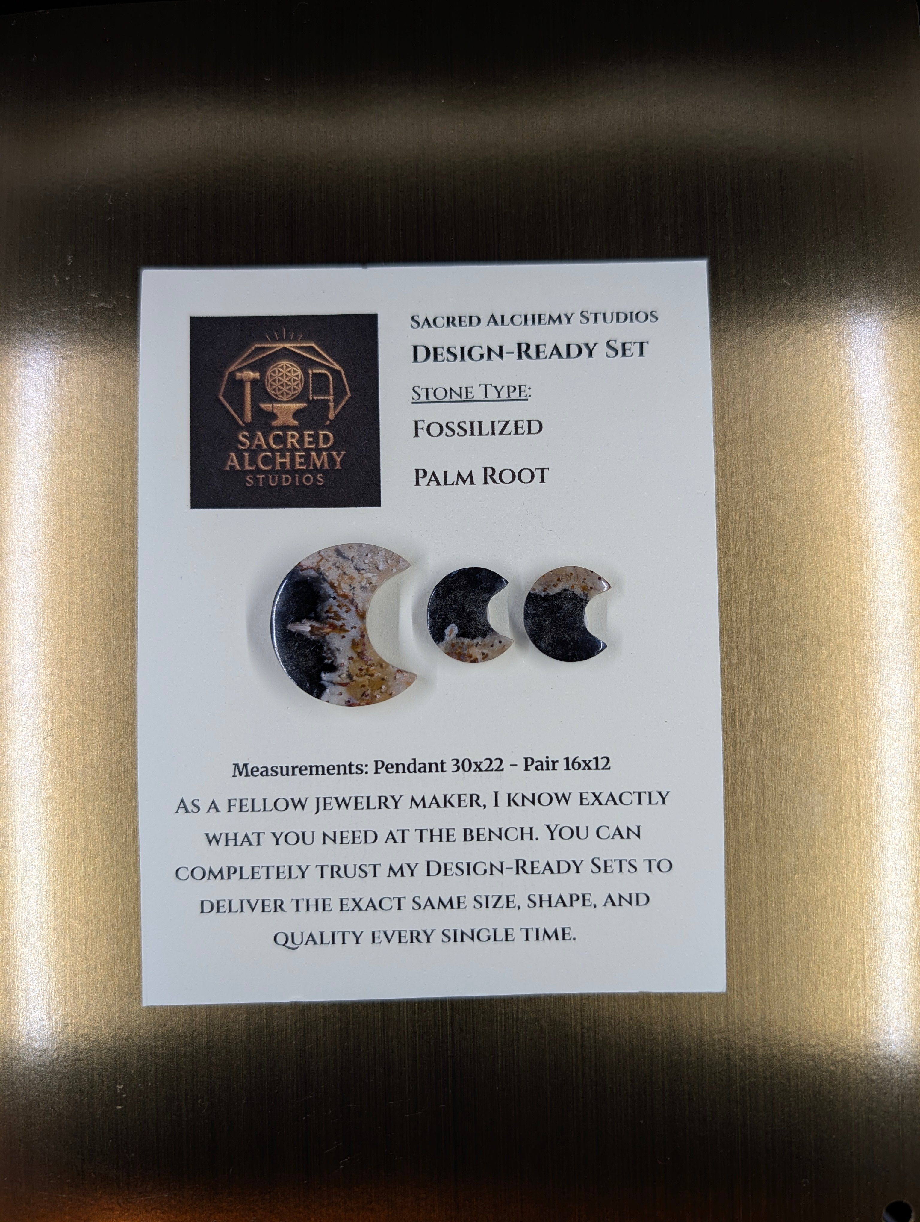 Crescent Moon - Fossilized Palm Root - Design-Ready Set