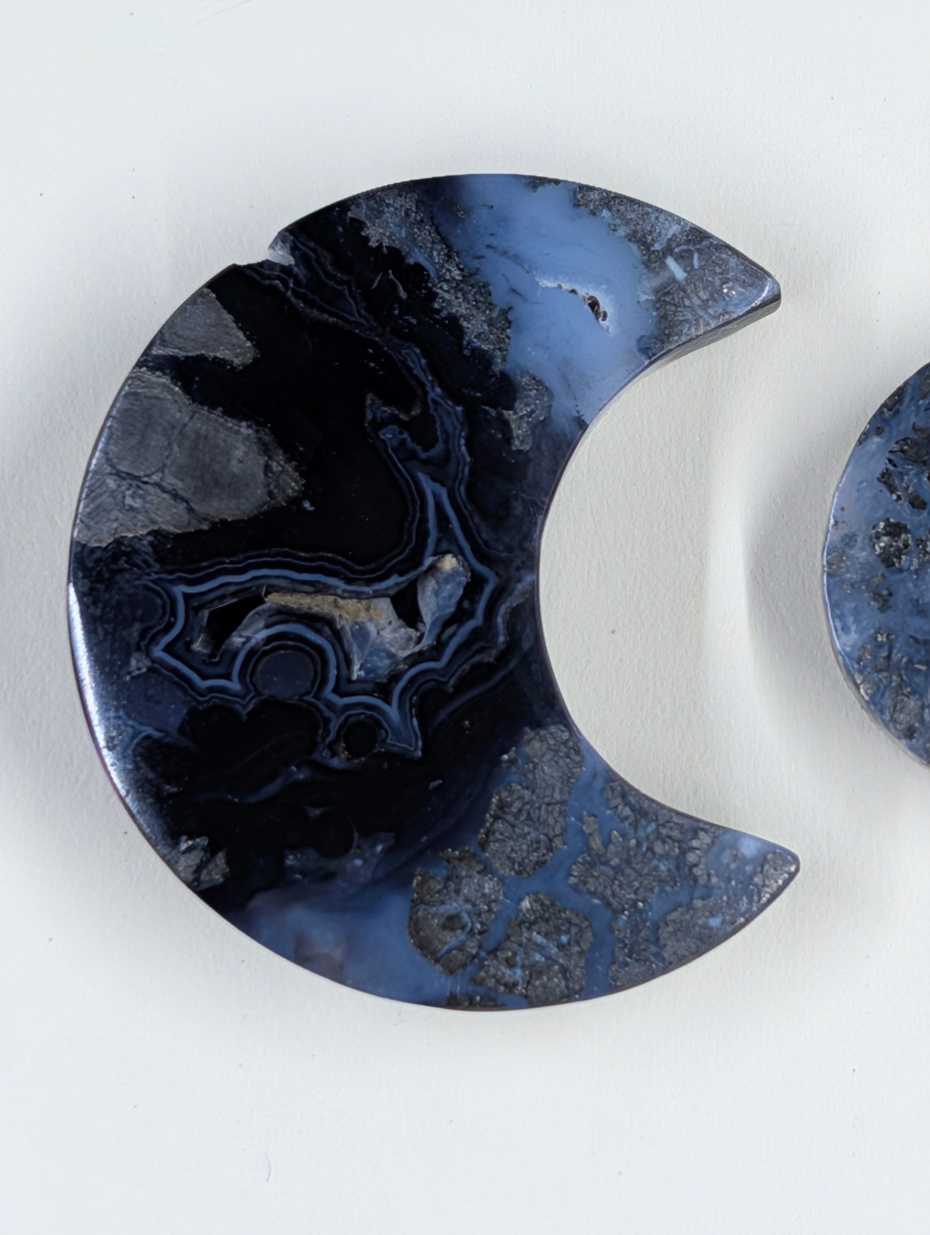 Crescent Moon - Marcasite in Agate - Sacred Alchemy Select - Design-Ready Set