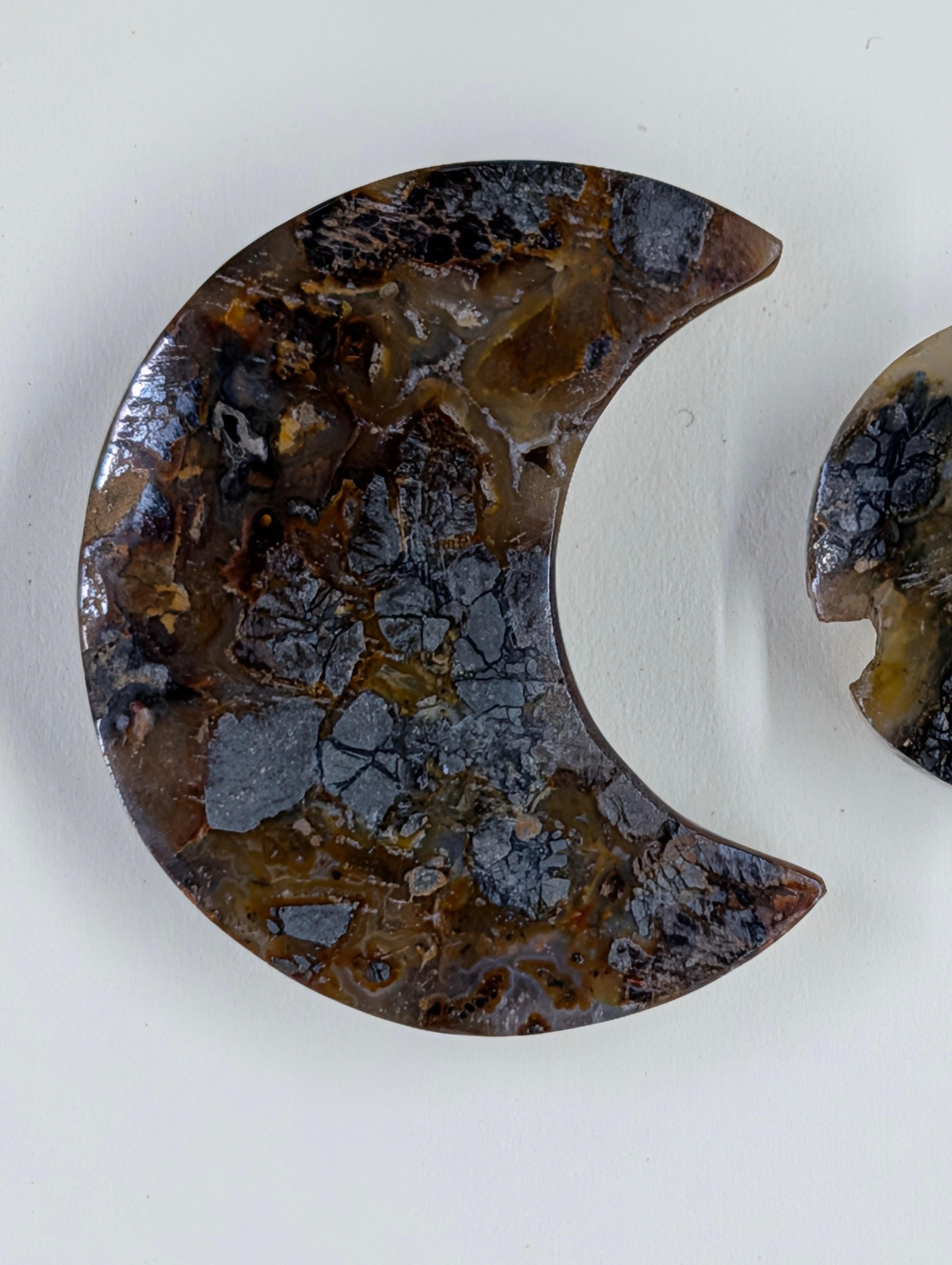 Crescent Moon - Marcasite in Agate - Sacred Alchemy Select - Design-Ready Set