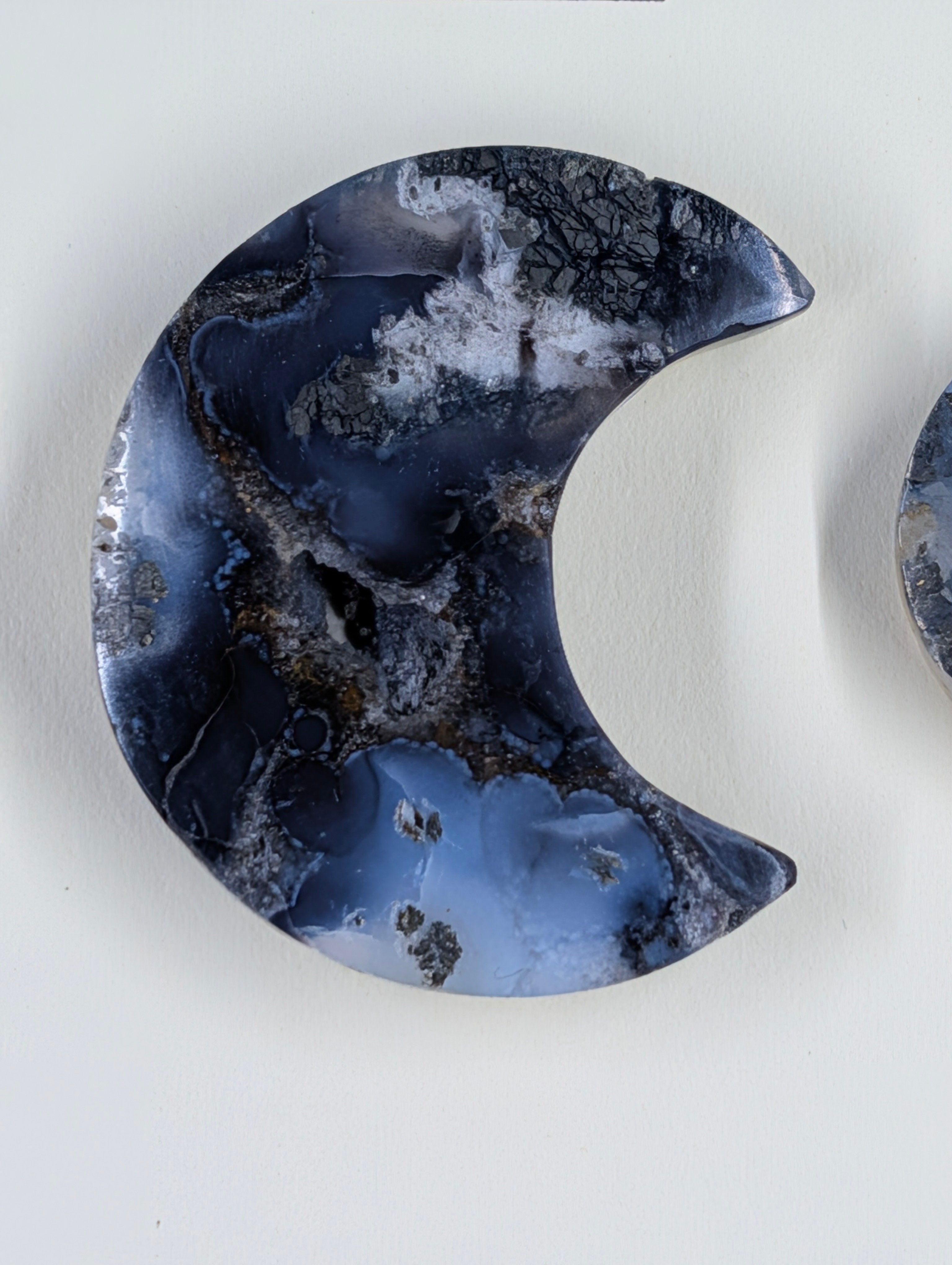Crescent Moon - Marcasite in Agate - Sacred Alchemy Select - Design-Ready Set