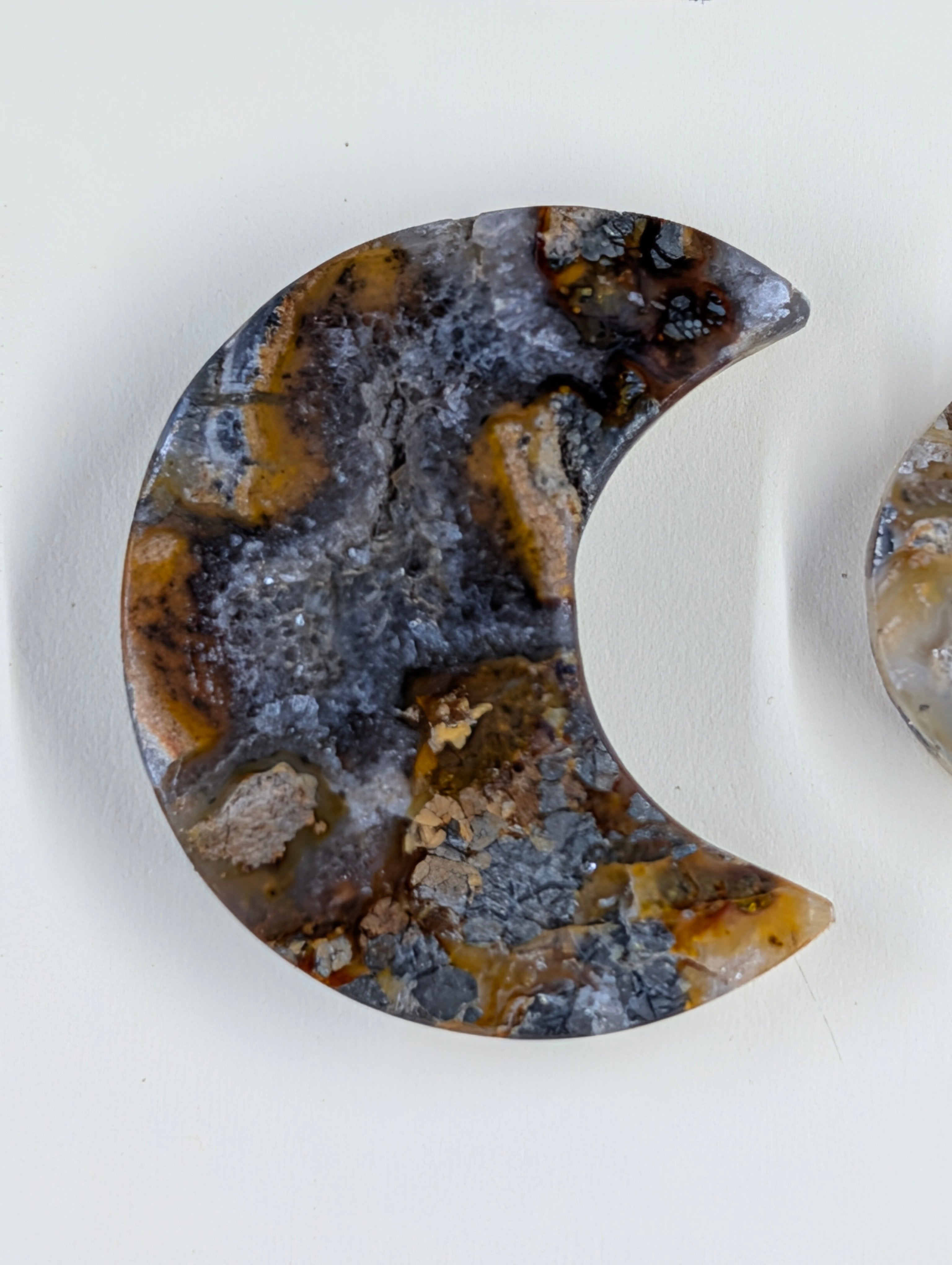 Crescent Moon - Marcasite in Agate - Sacred Alchemy Select - Design-Ready Set