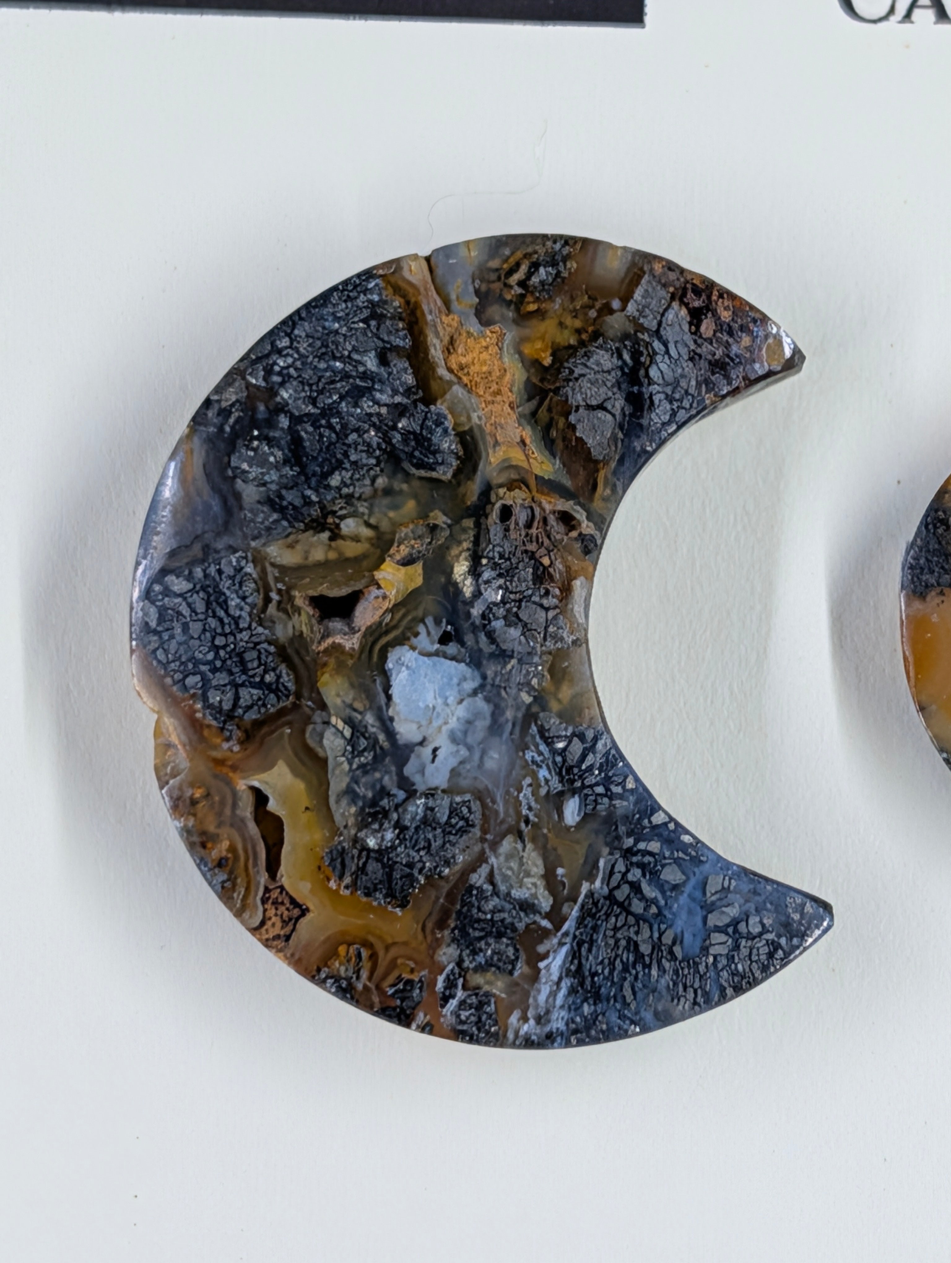 Crescent Moon - Marcasite in Agate - Sacred Alchemy Select - Design-Ready Set