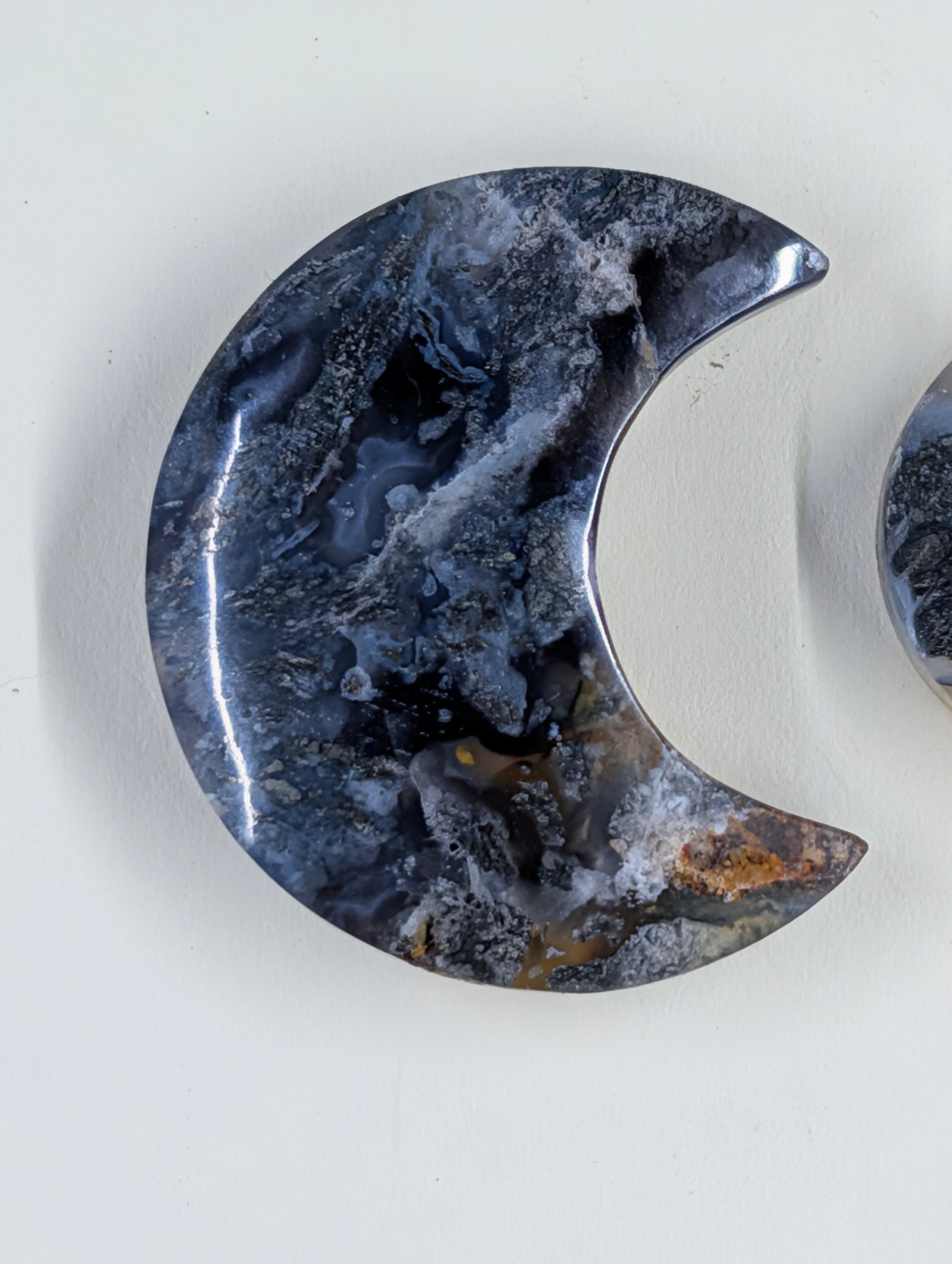 Crescent Moon - Marcasite in Agate - Sacred Alchemy Select - Design-Ready Set