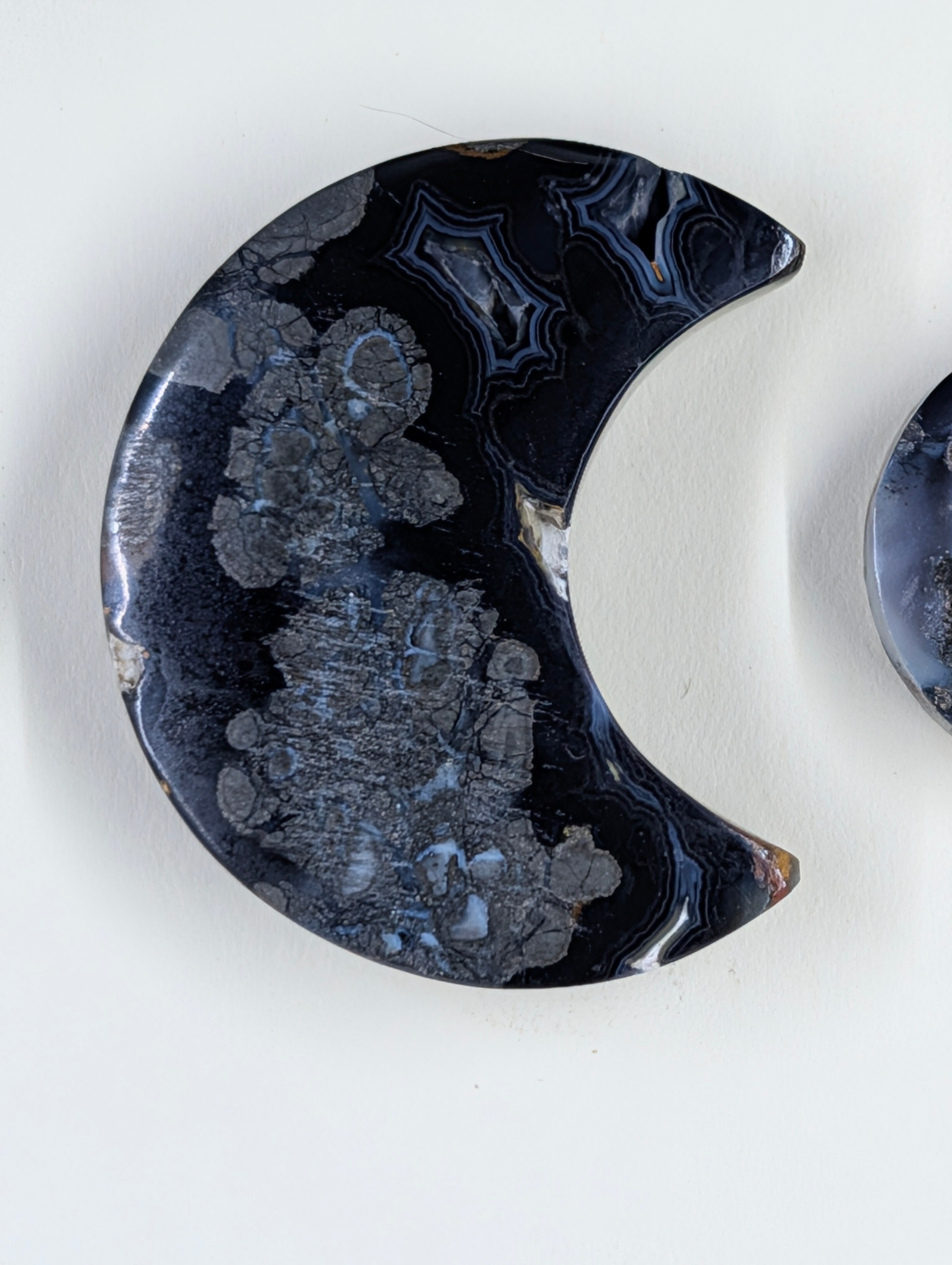 Crescent Moon - Marcasite in Agate - Sacred Alchemy Select - Design-Ready Set