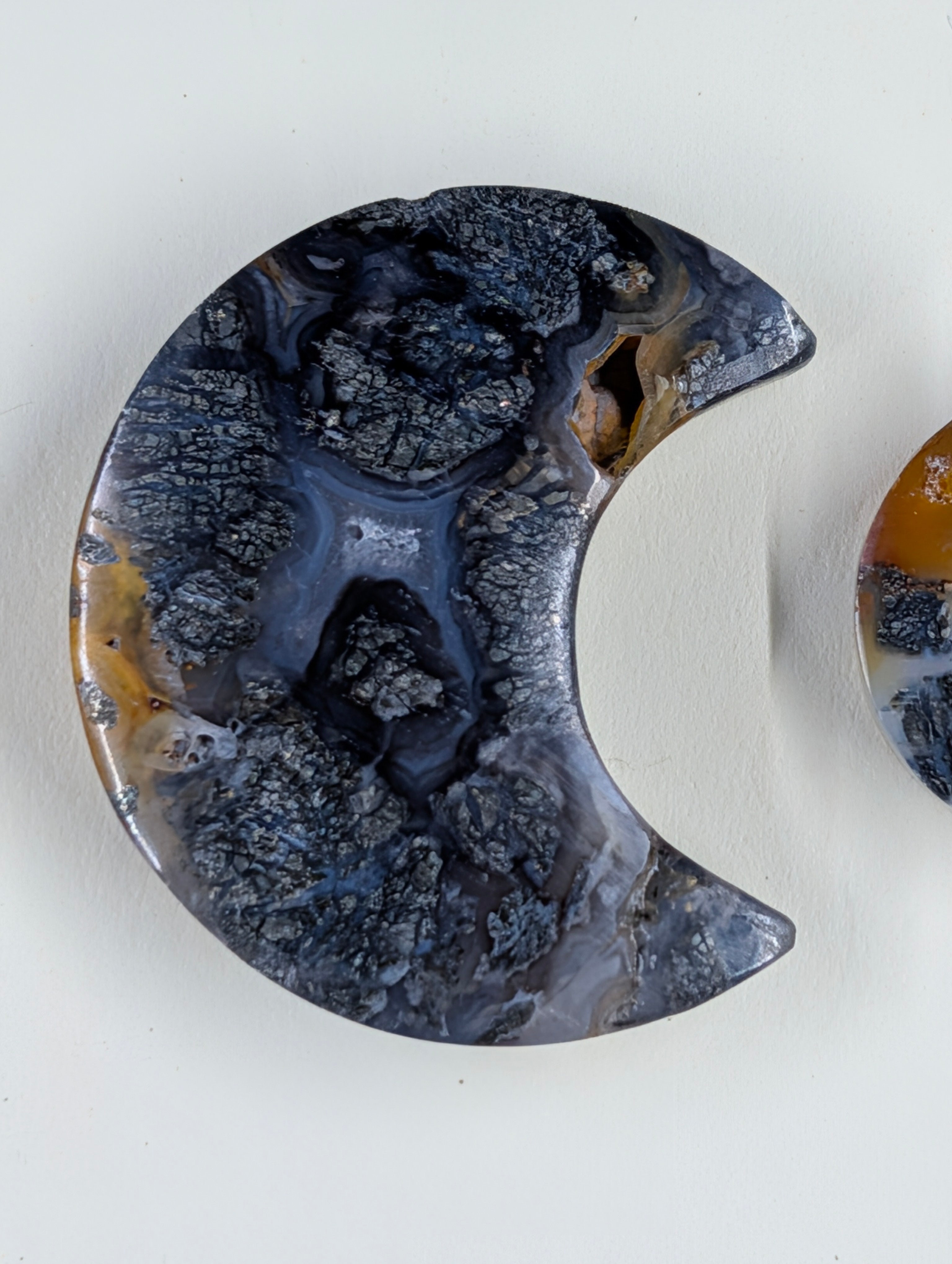 Crescent Moon - Marcasite in Agate - Sacred Alchemy Select - Design-Ready Set