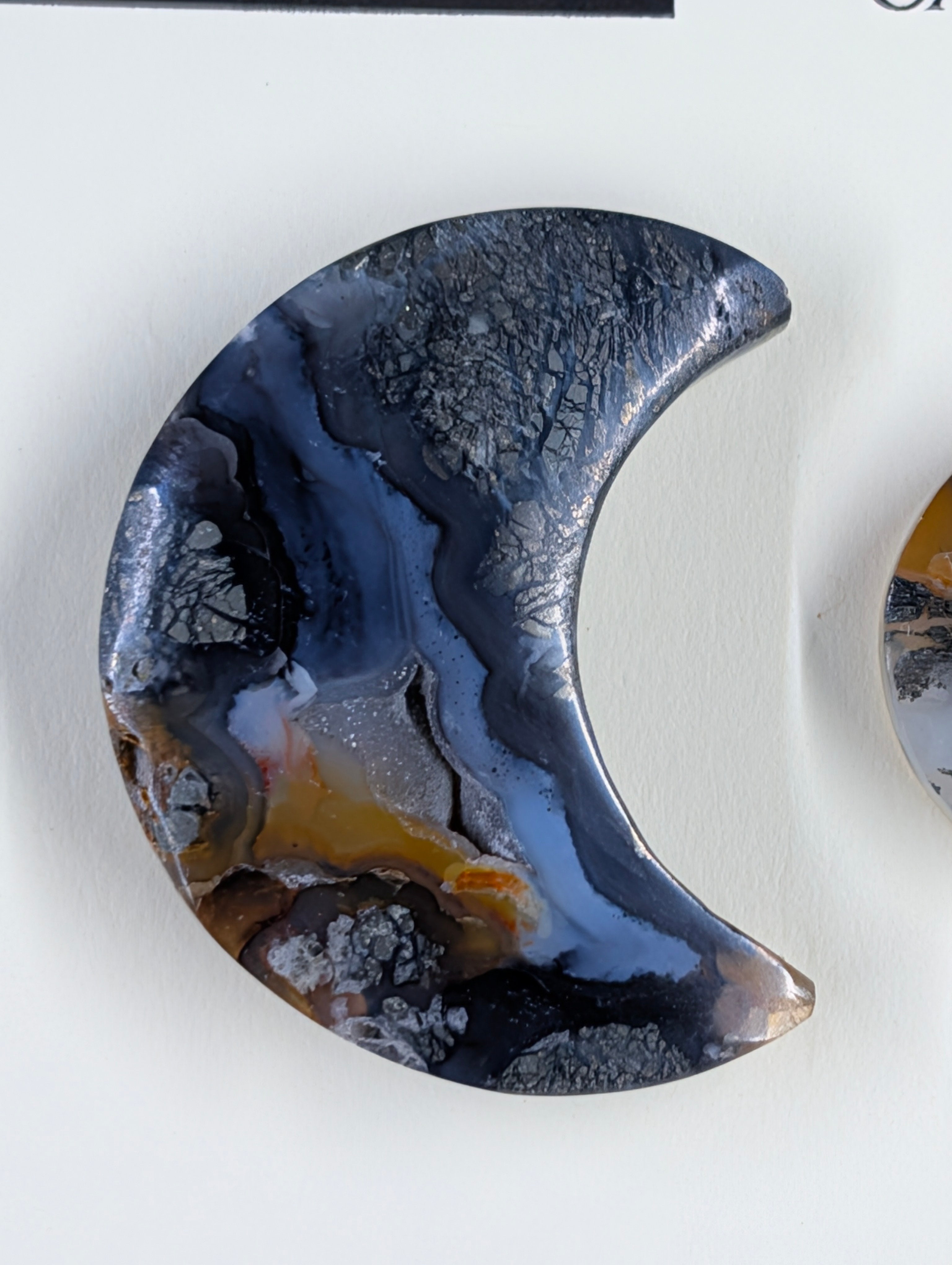 Crescent Moon - Marcasite in Agate - Sacred Alchemy Select - Design-Ready Set