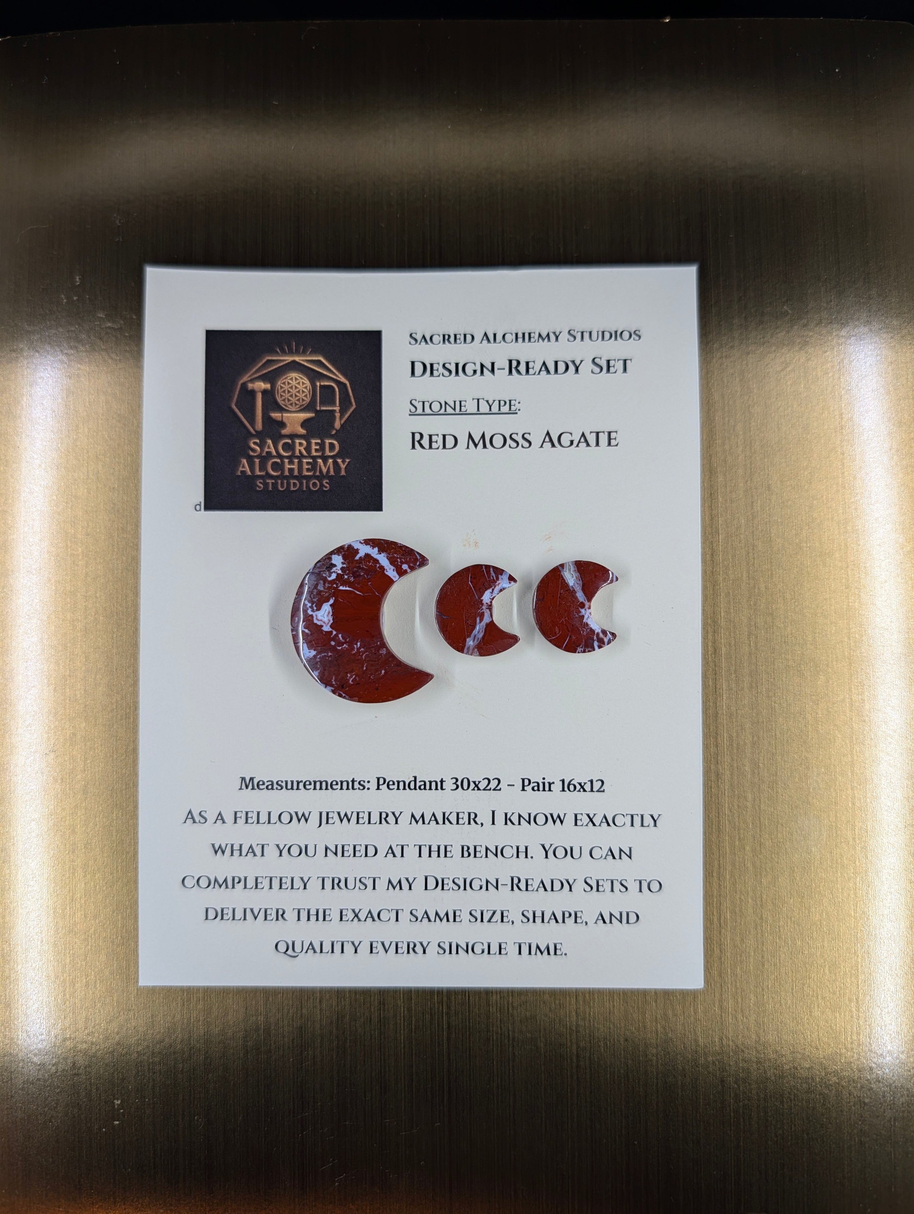 Crescent Moon - Red Moss Agate - Design-Ready Sets