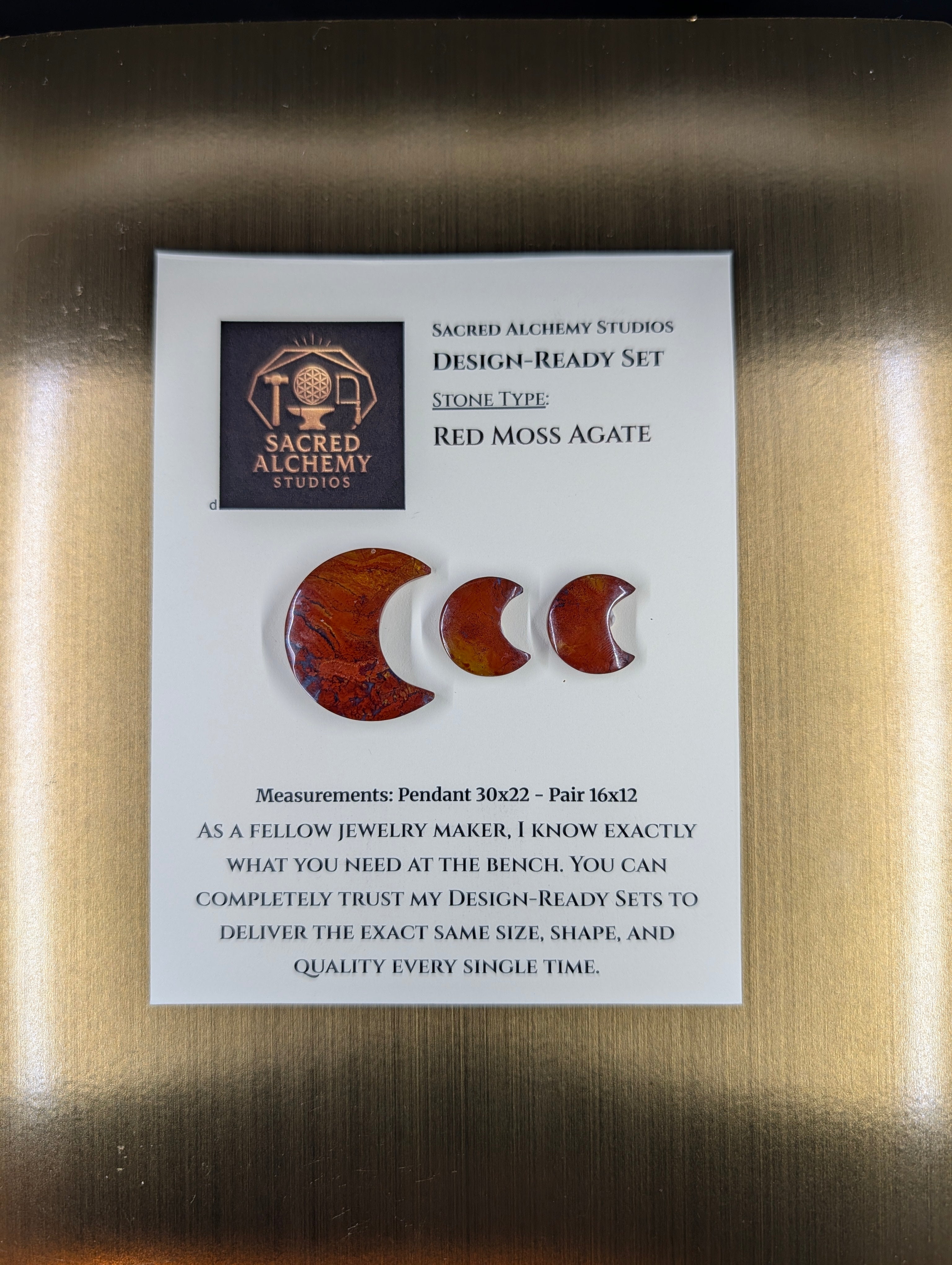 Crescent Moon - Red Moss Agate - Design-Ready Sets
