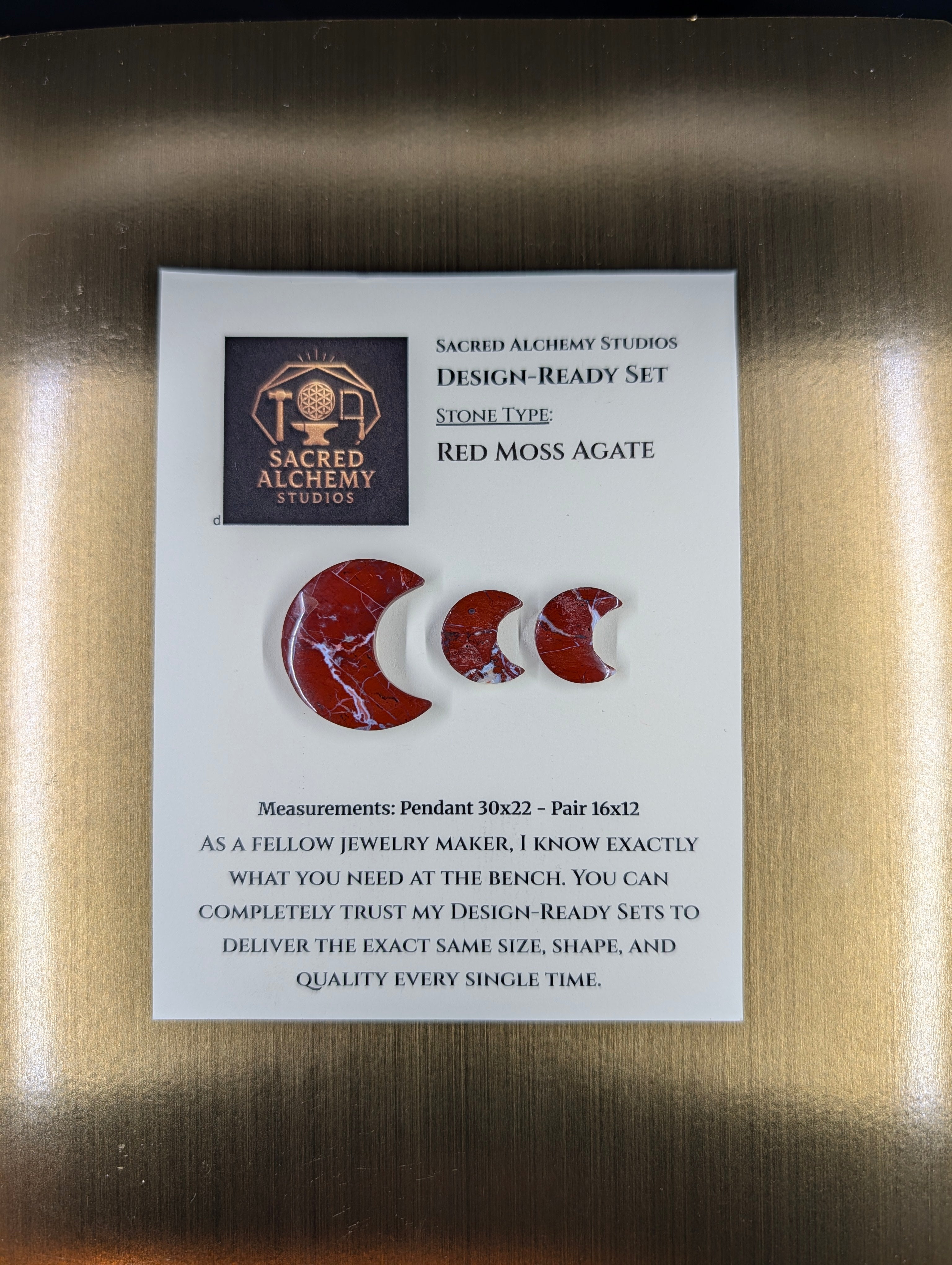 Crescent Moon - Red Moss Agate - Design-Ready Sets