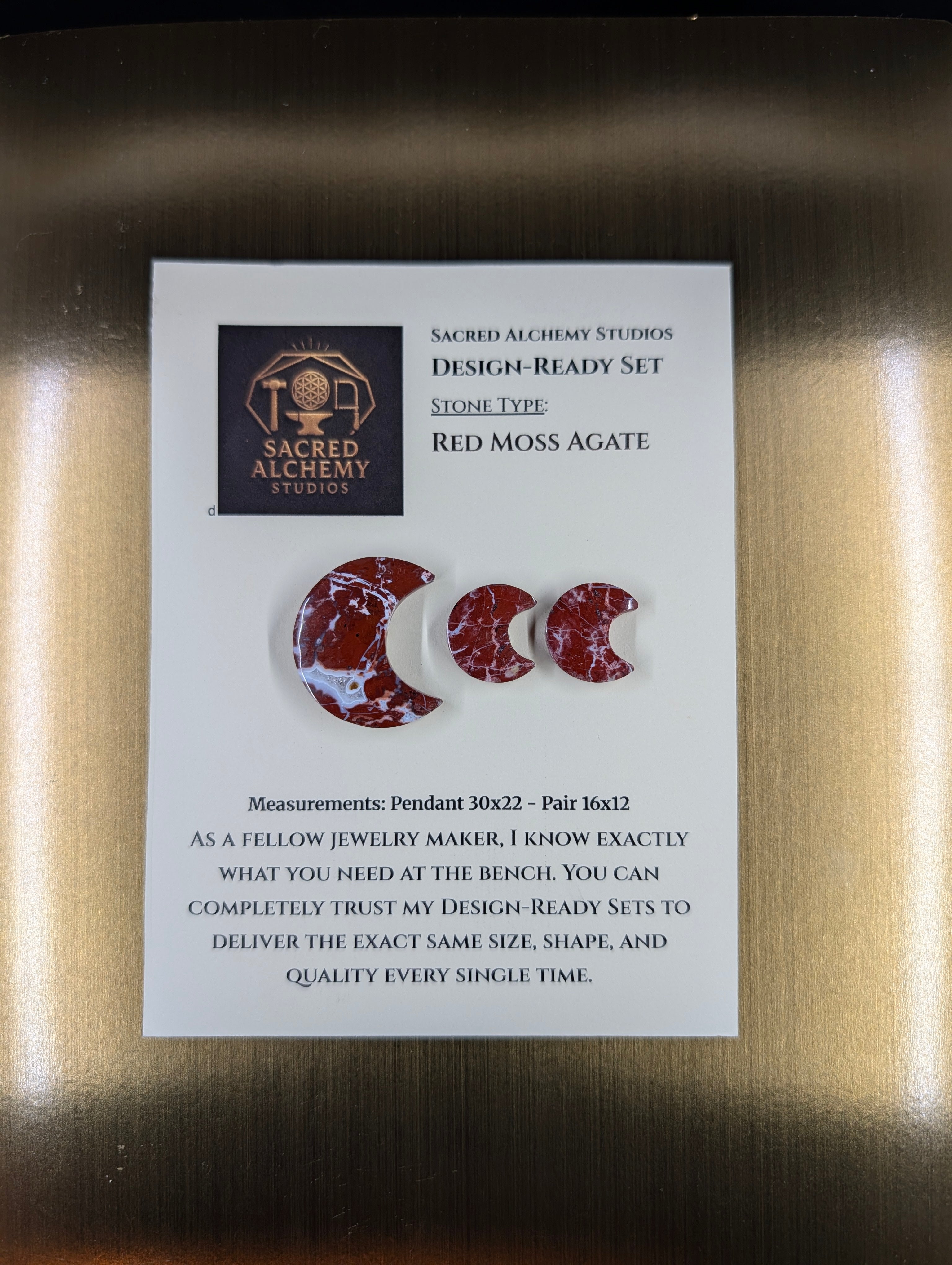 Crescent Moon - Red Moss Agate - Design-Ready Sets