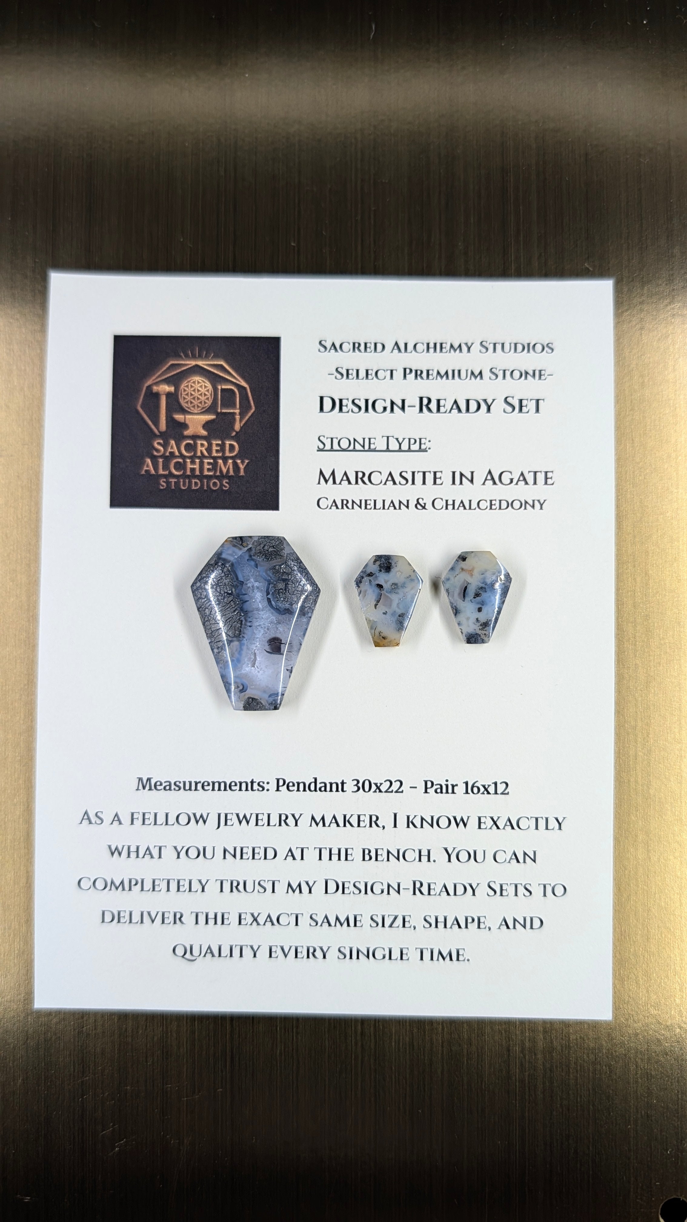 Coffin Shape - Marcasite in Agate - Sacred Alchemy Select - Design-Ready Set