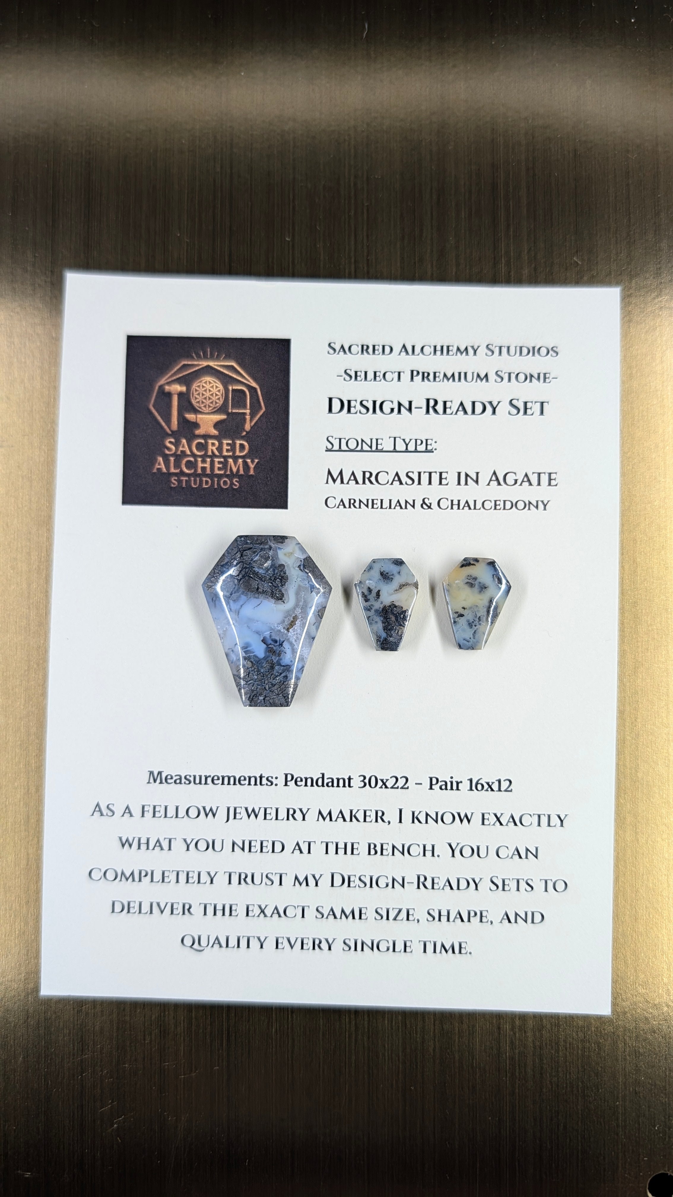 Coffin Shape - Marcasite in Agate - Sacred Alchemy Select - Design-Ready Set