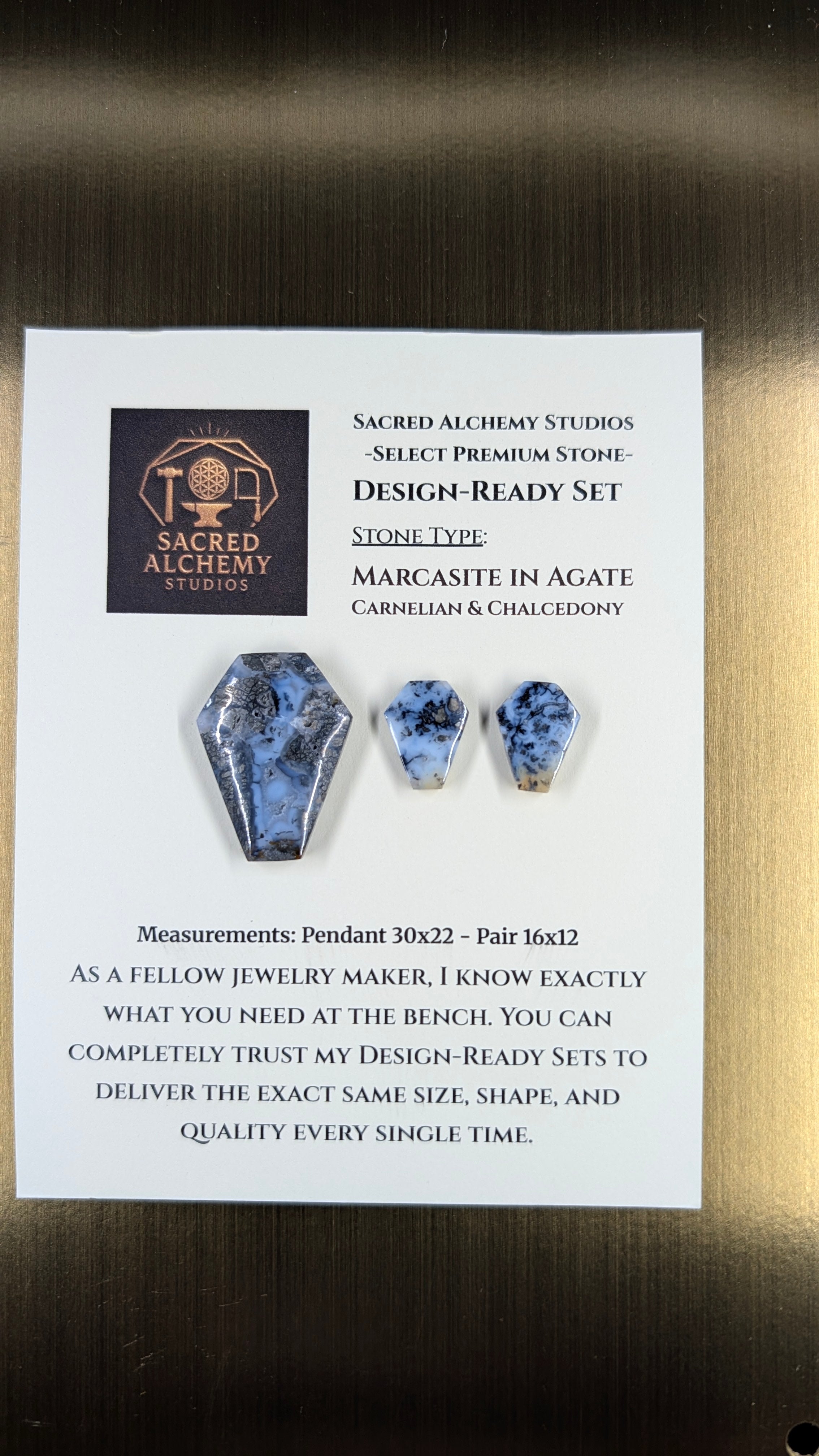 Coffin Shape - Marcasite in Agate - Sacred Alchemy Select - Design-Ready Set