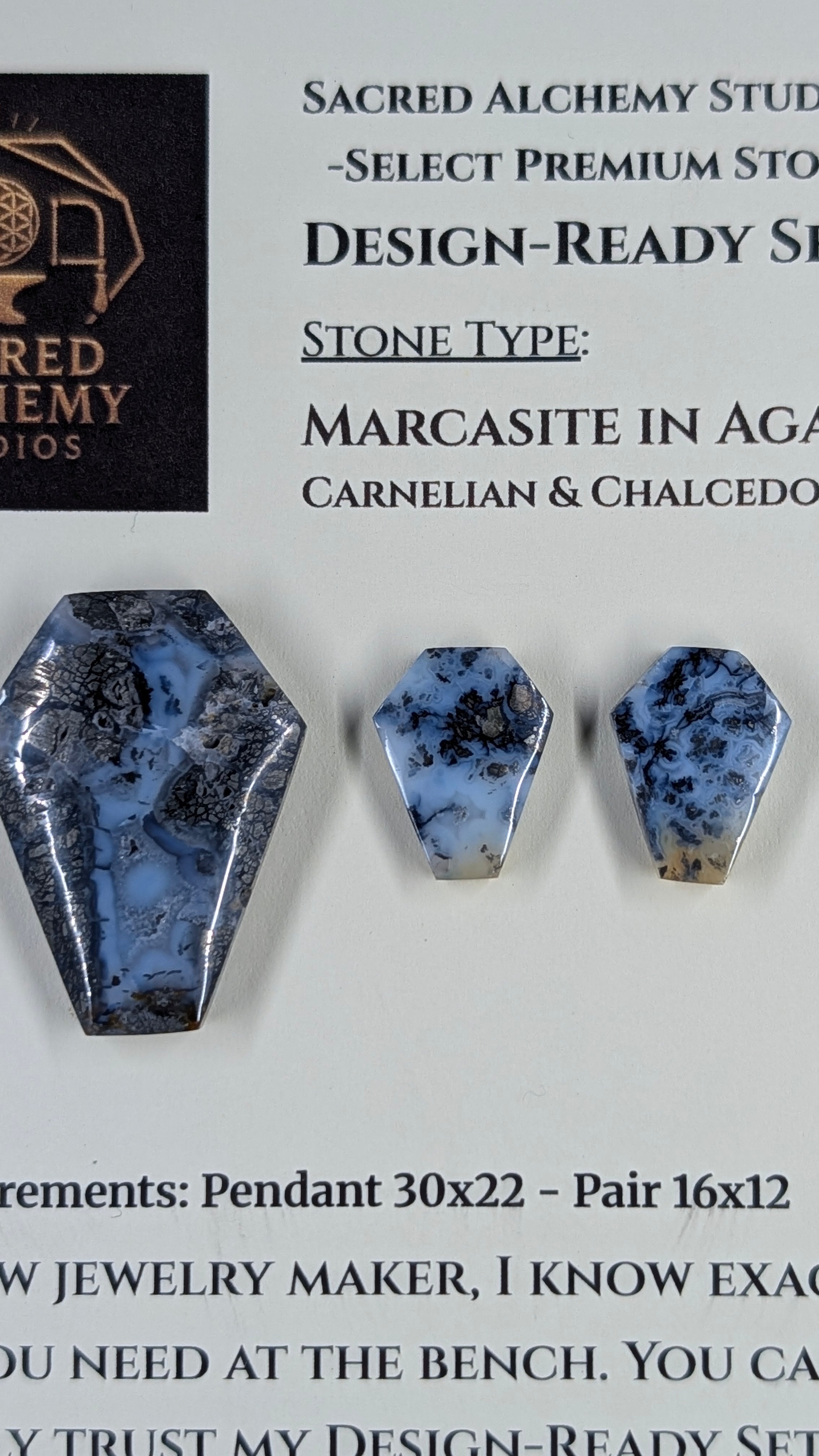 Coffin Shape - Marcasite in Agate - Sacred Alchemy Select - Design-Ready Set
