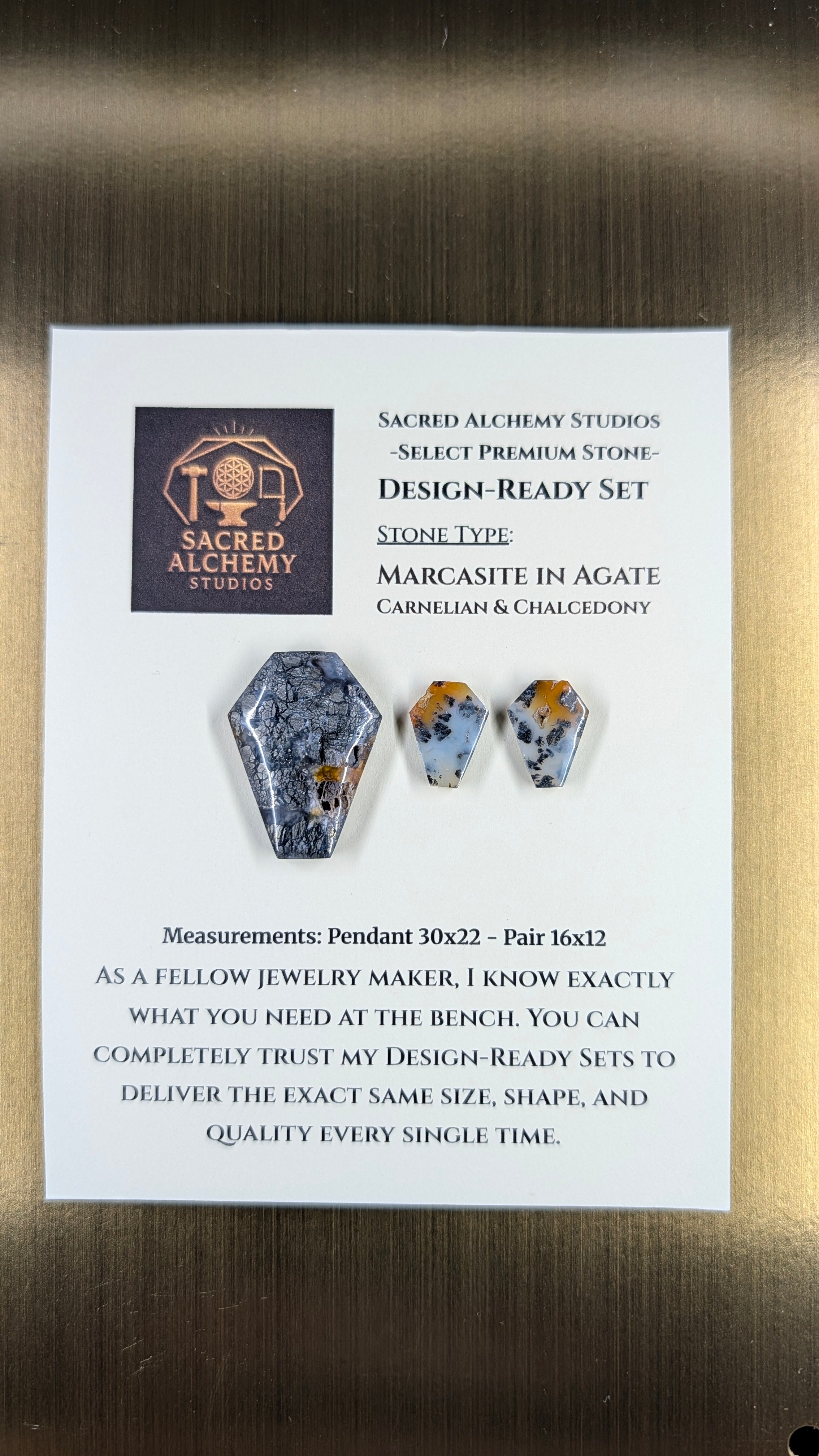Coffin Shape - Marcasite in Agate - Sacred Alchemy Select - Design-Ready Set