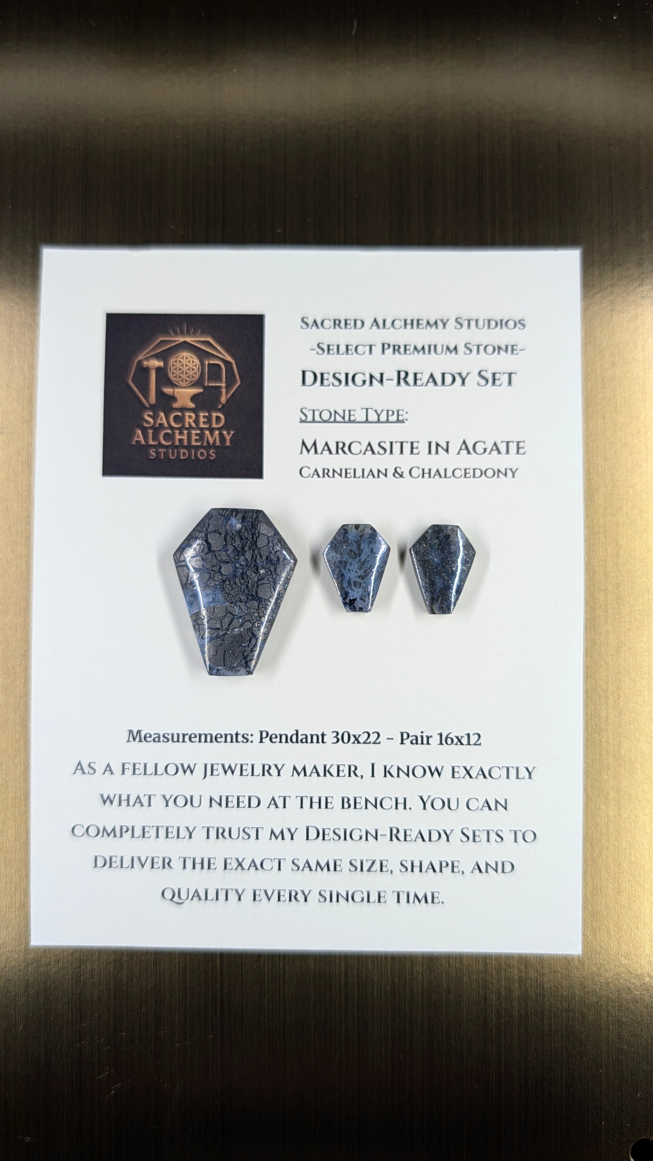 Coffin Shape - Marcasite in Agate - Sacred Alchemy Select - Design-Ready Set