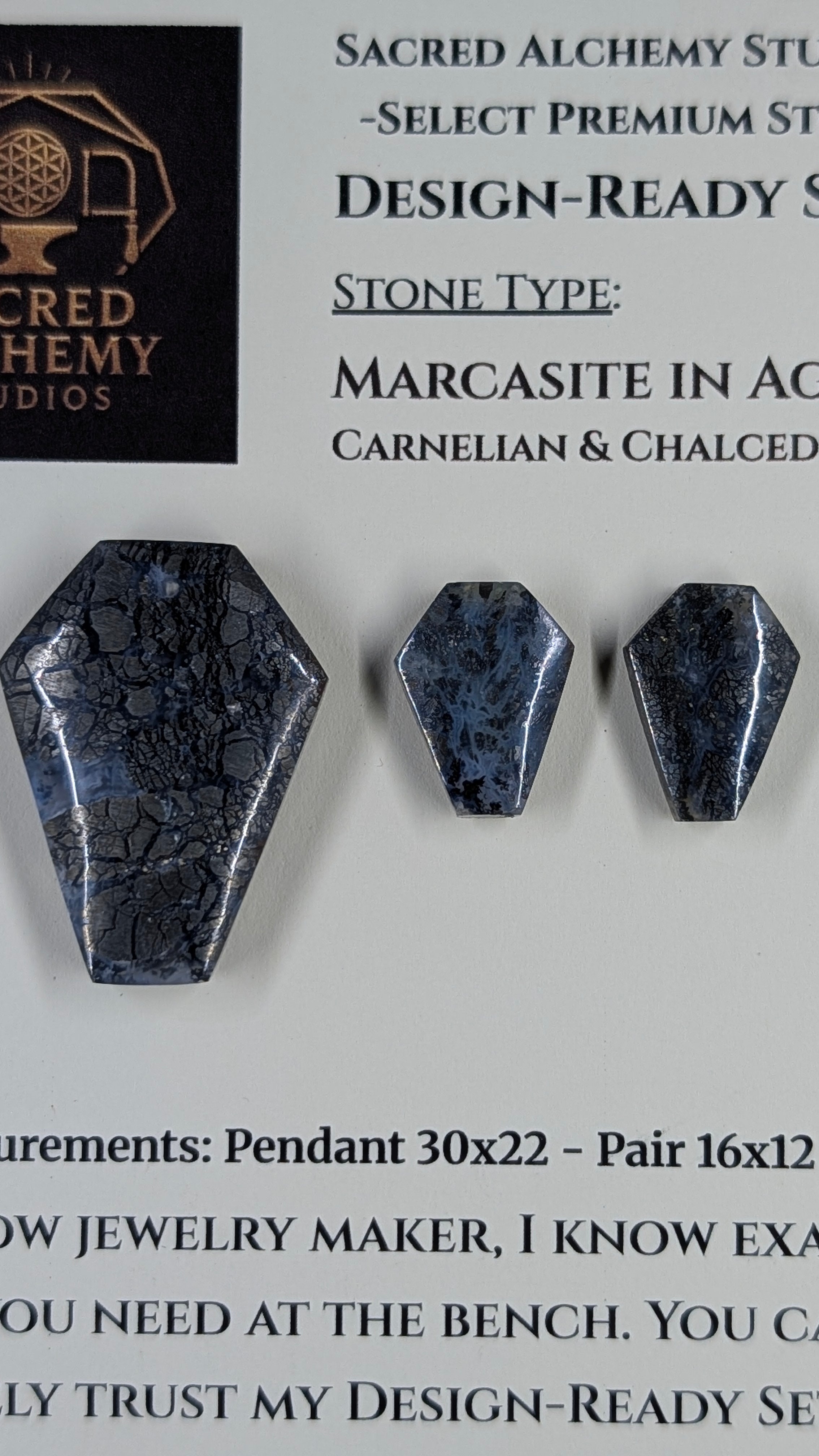 Coffin Shape - Marcasite in Agate - Sacred Alchemy Select - Design-Ready Set