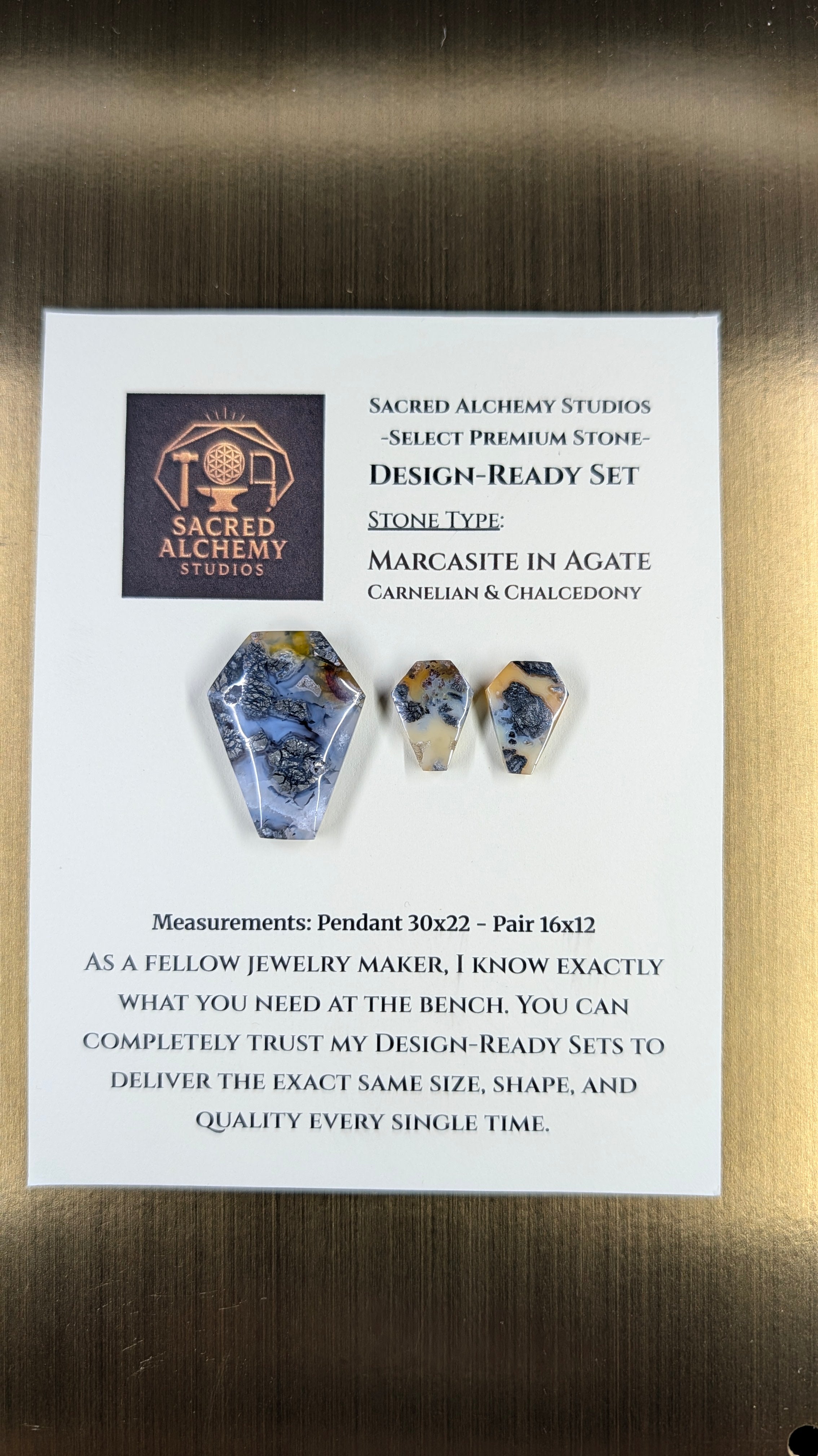 Coffin Shape - Marcasite in Agate - Sacred Alchemy Select - Design-Ready Set