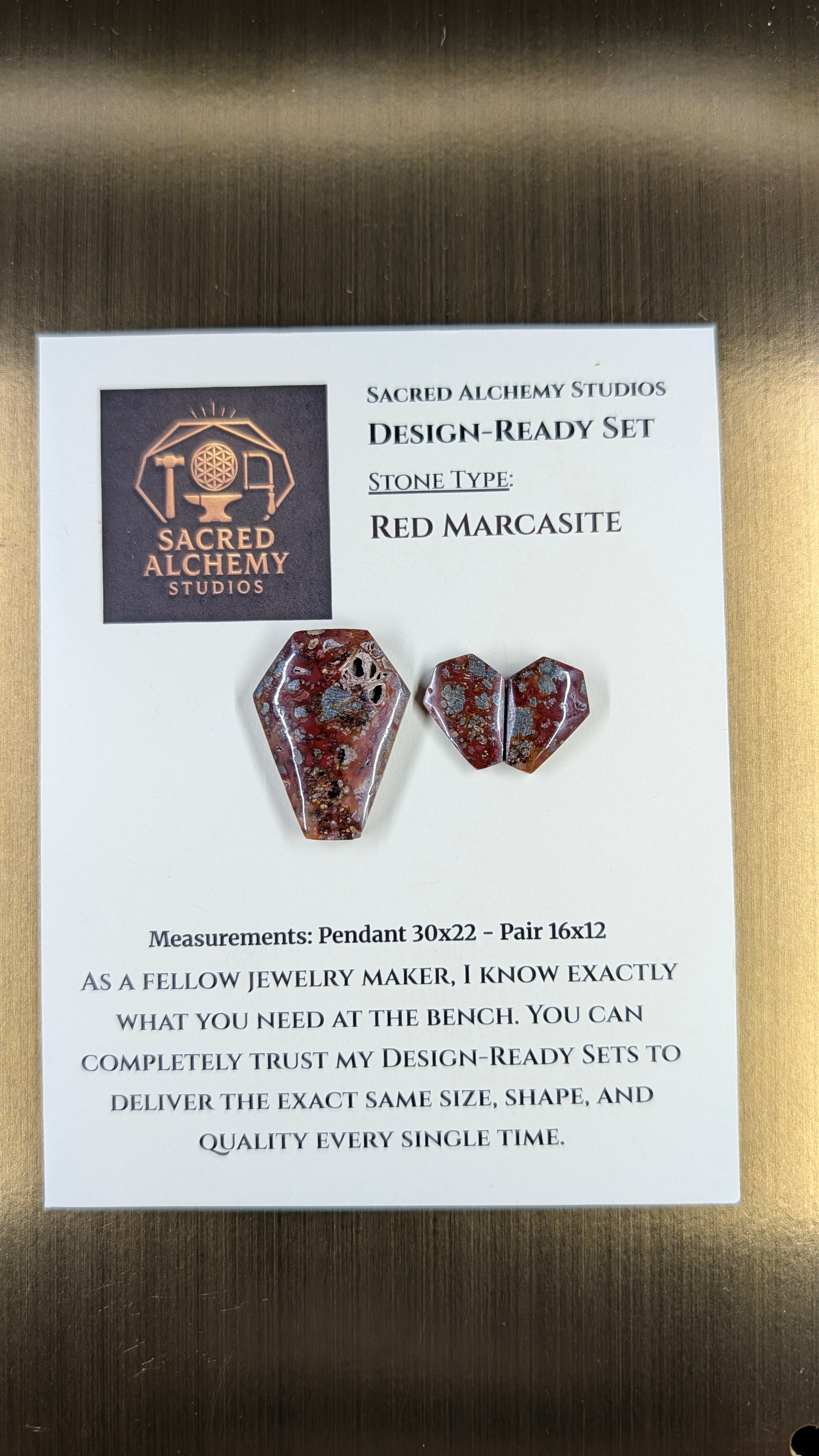 Coffin Shape - Red Marcasite - Design-Ready Set