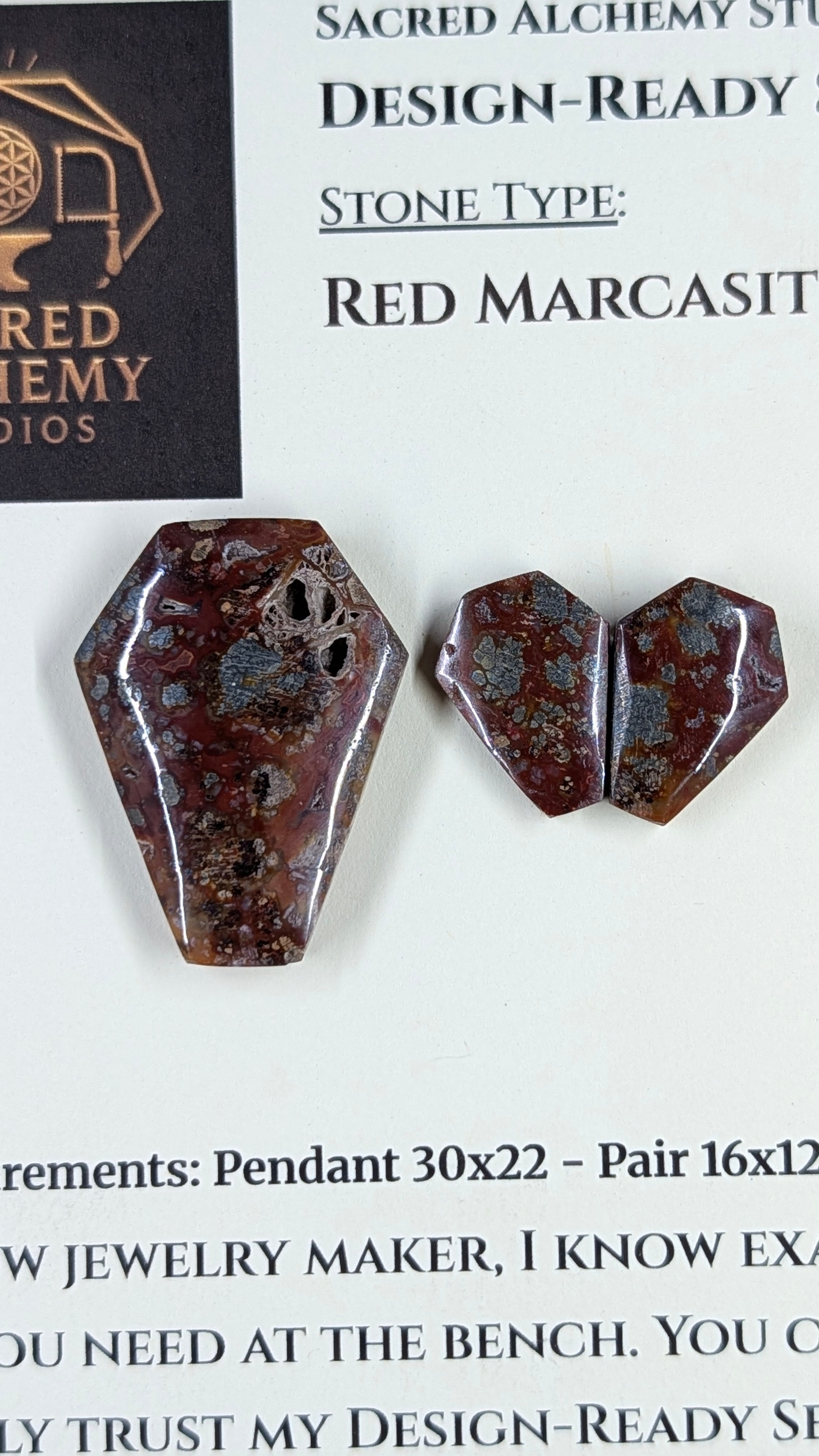 Coffin Shape - Red Marcasite - Design-Ready Set