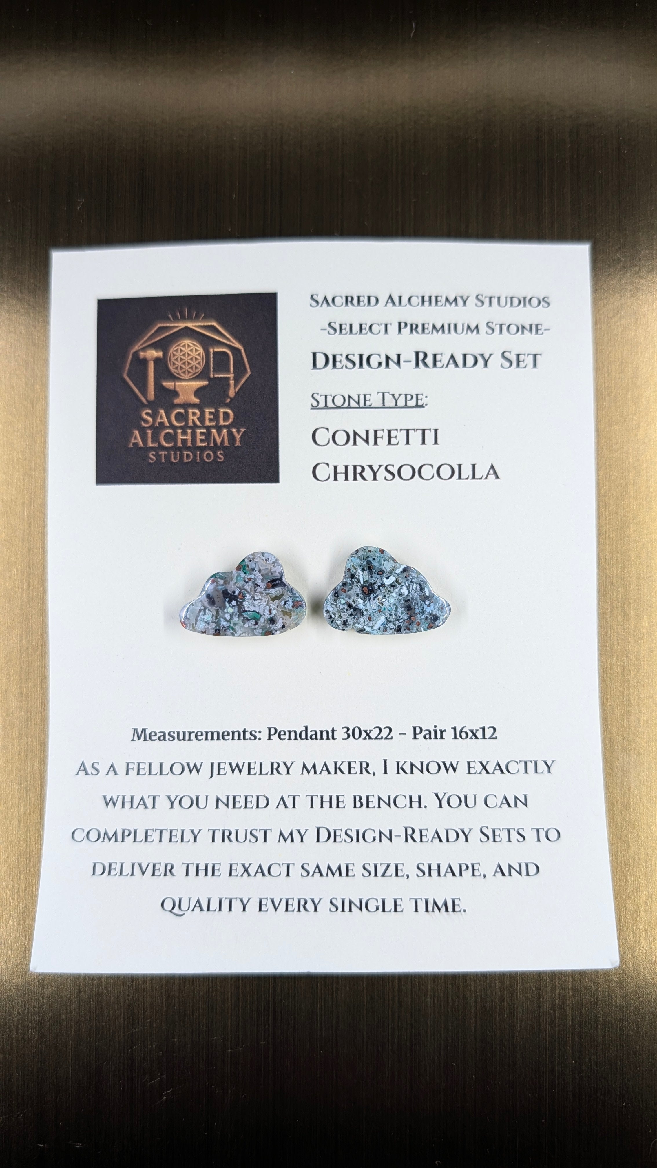 Cloud Shape - Confetti Chrysocolla - Sacred Alchemy Select - Design-Ready Pair.