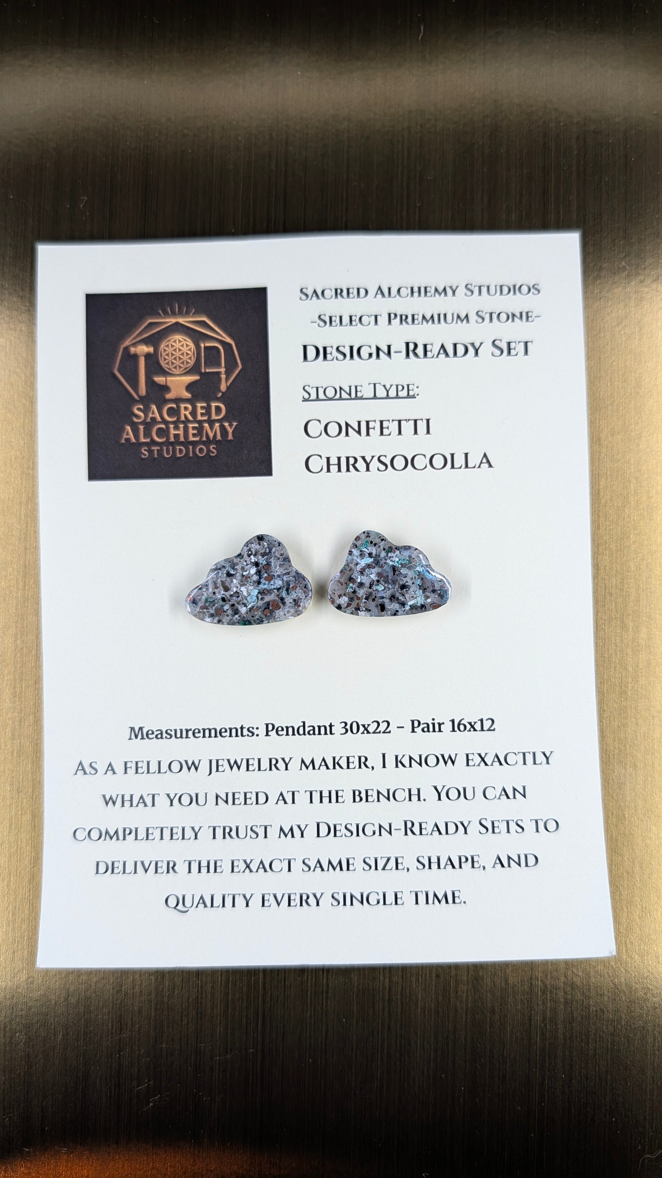 Cloud Shape - Confetti Chrysocolla - Sacred Alchemy Select - Design-Ready Pair.