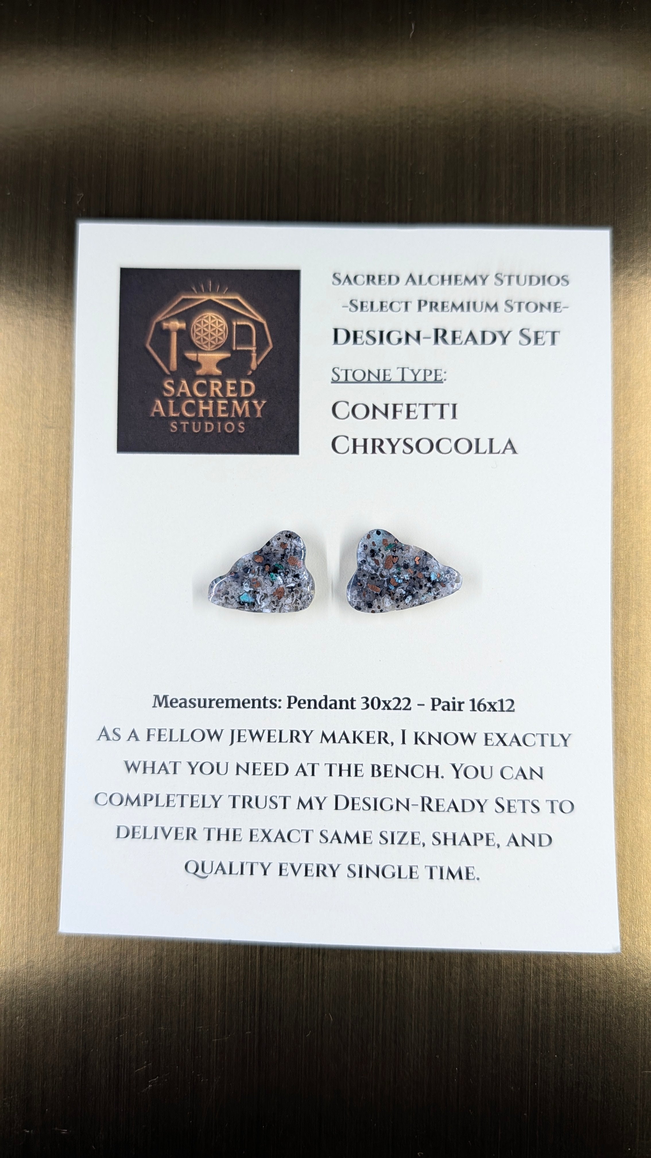 Cloud Shape - Confetti Chrysocolla - Sacred Alchemy Select - Design-Ready Pair.