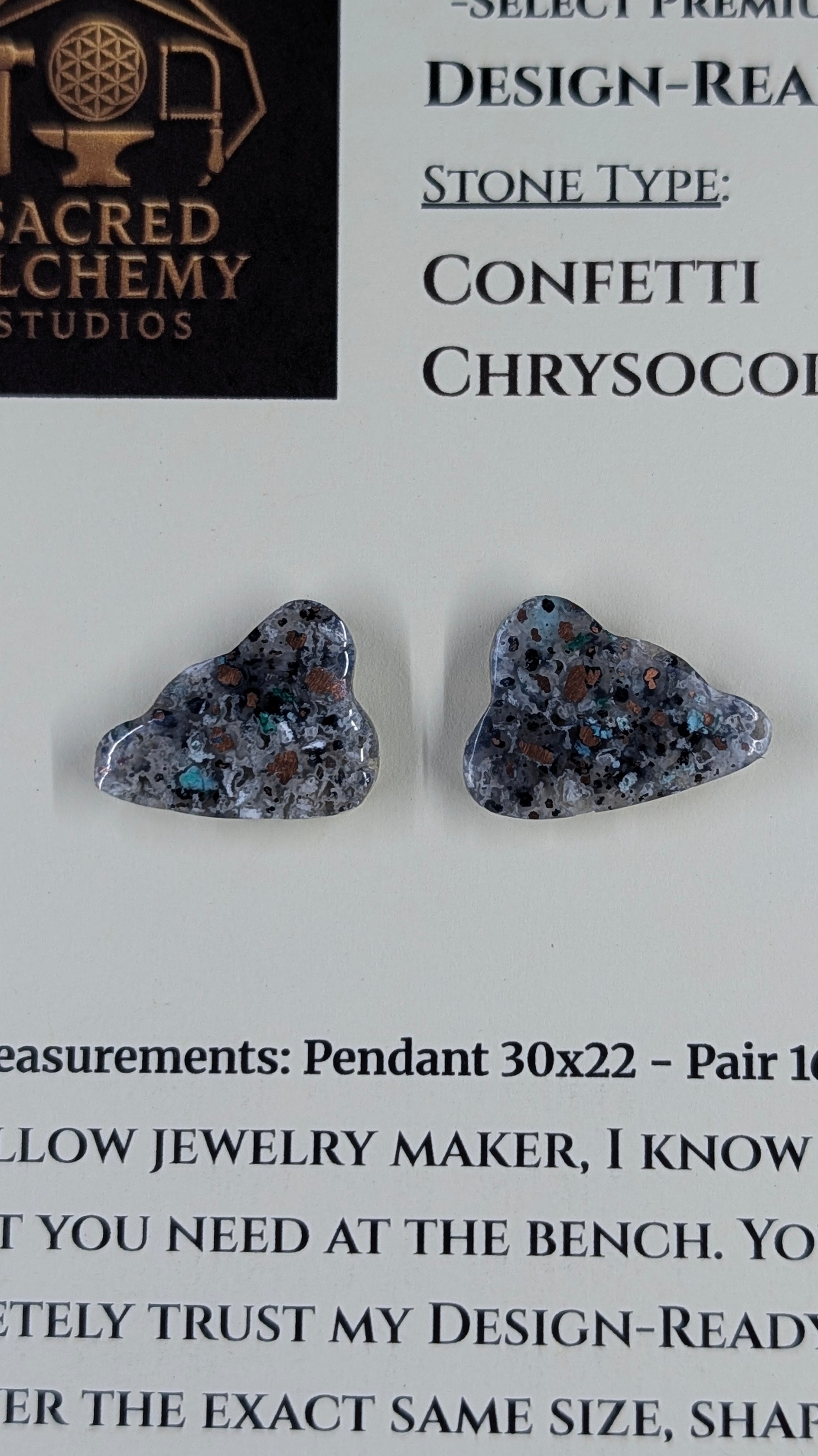 Cloud Shape - Confetti Chrysocolla - Sacred Alchemy Select - Design-Ready Pair.